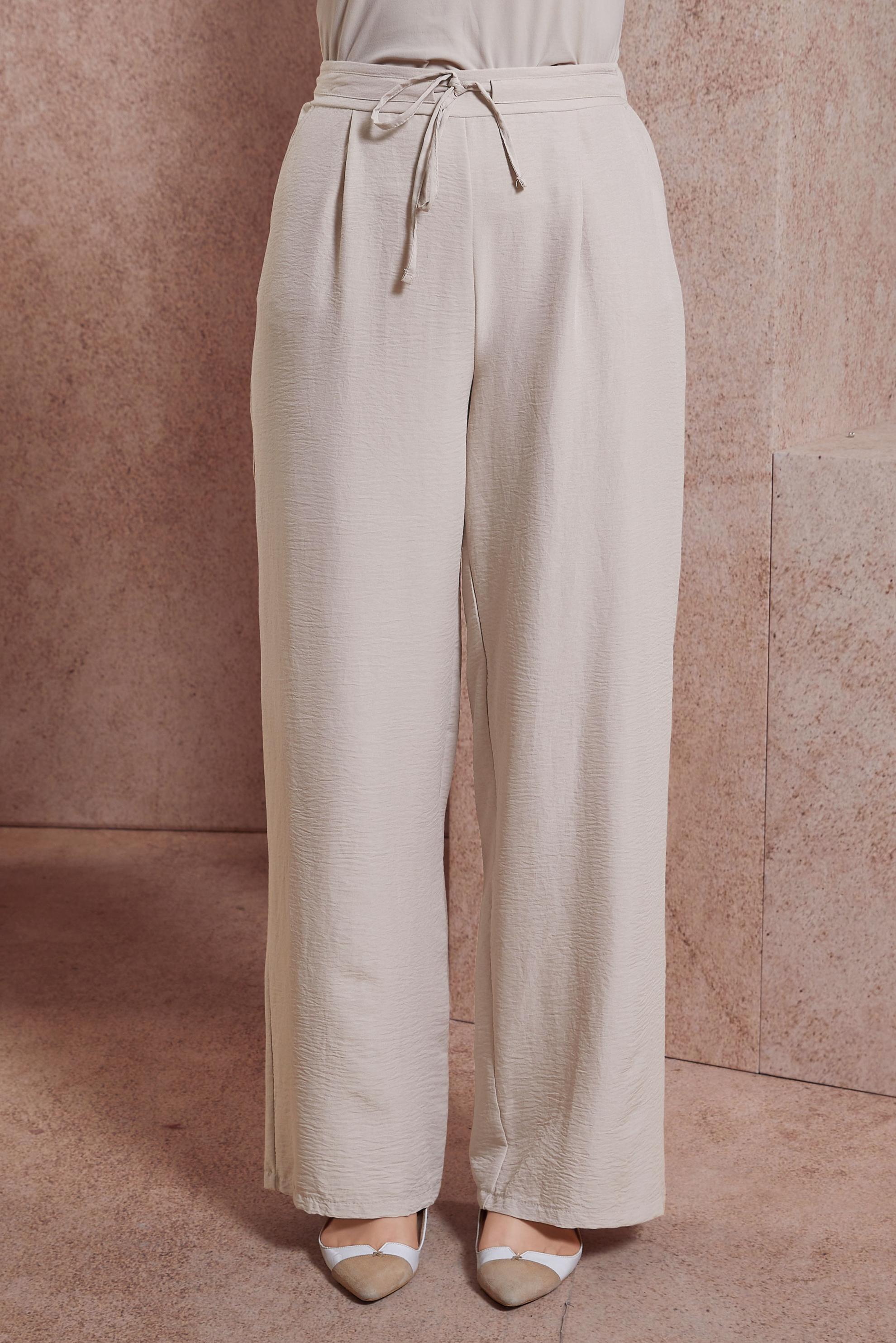 Tesettür giyim BEJ GENİŞ PAÇA PANTOLON 70722