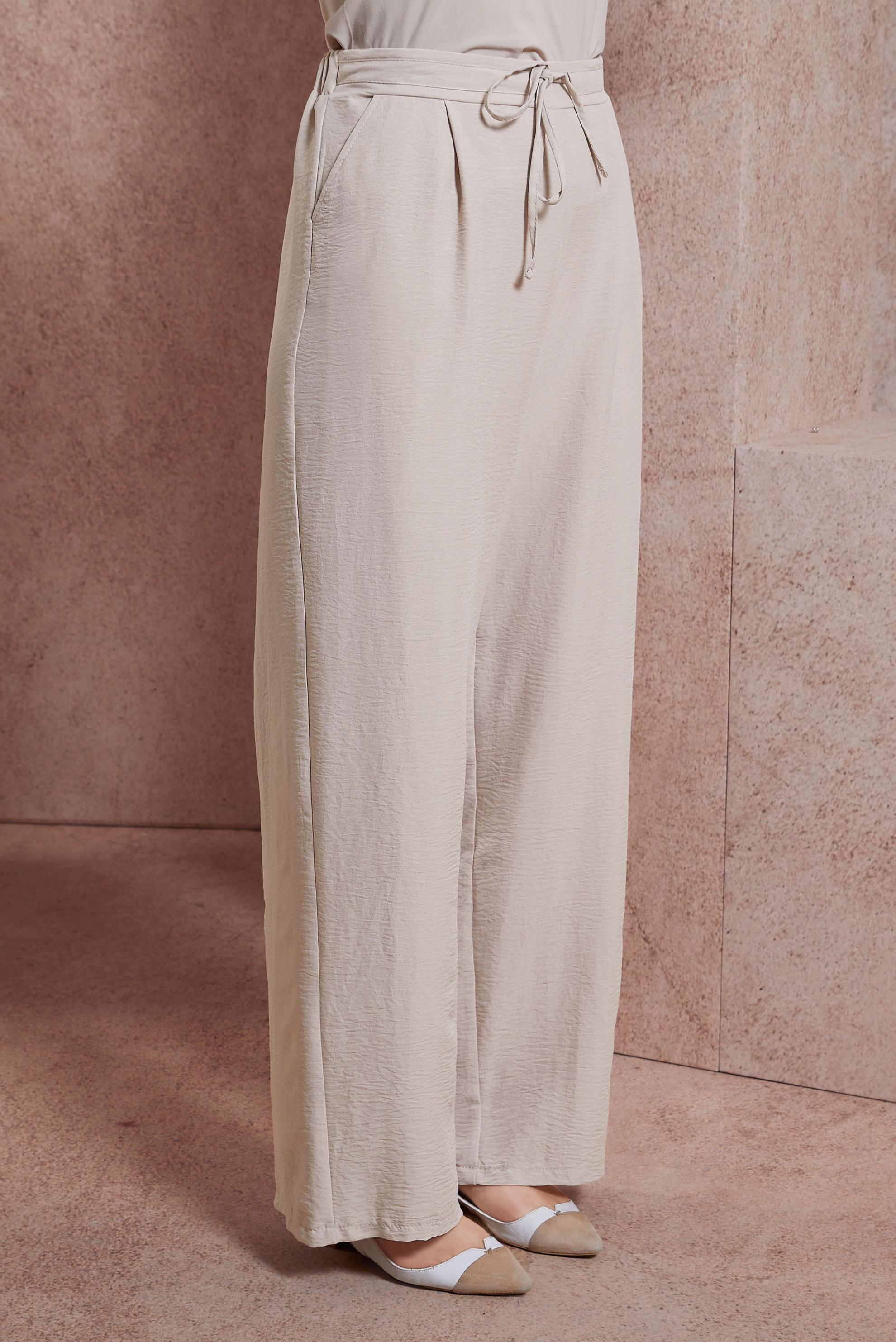 Tesettür giyim BEJ GENİŞ PAÇA PANTOLON 70722