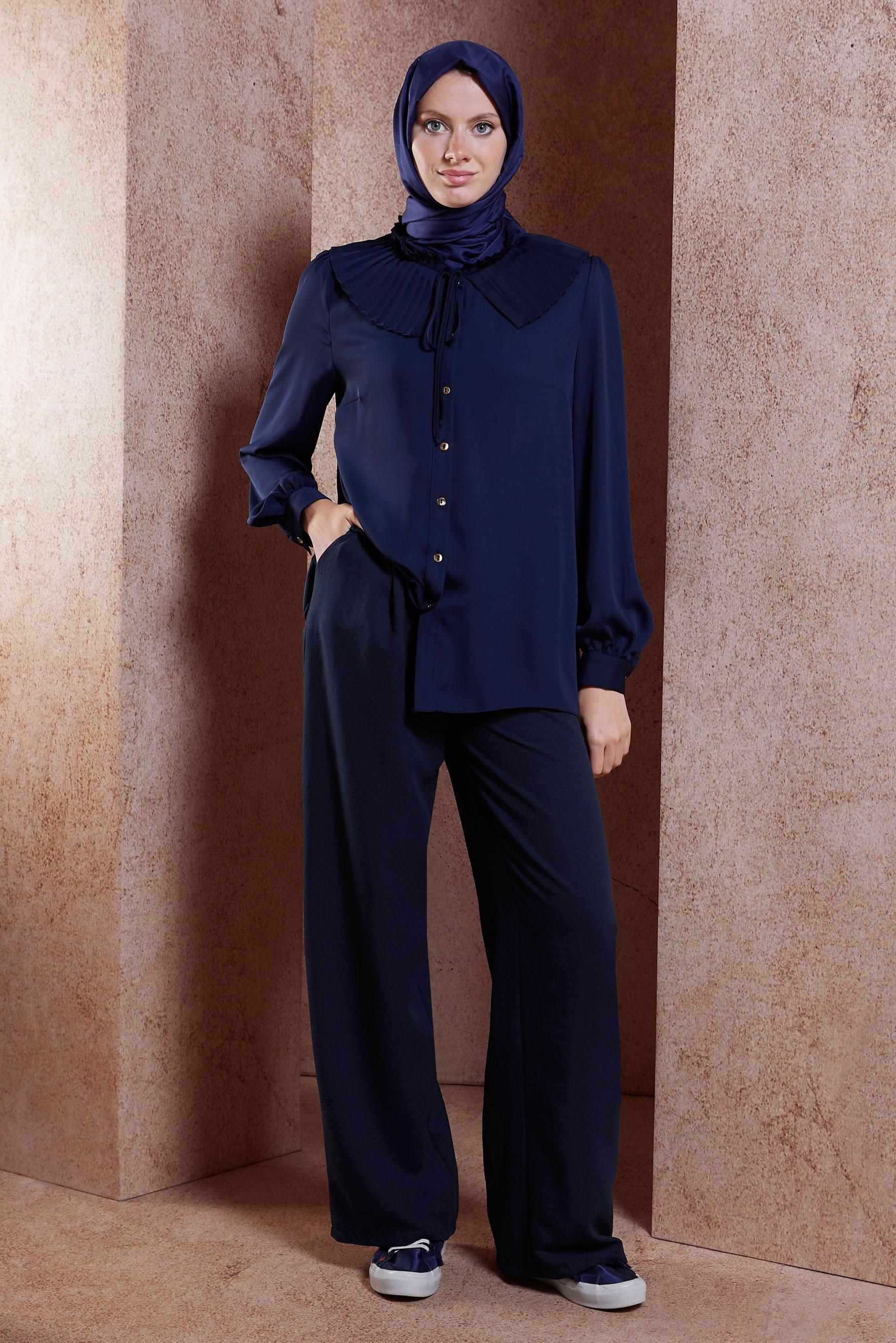 Tesettür giyim LACİVERT GENİŞ PAÇA PANTOLON 70722