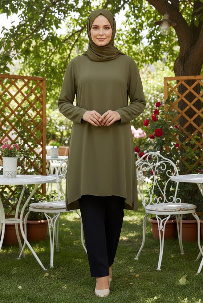 Vêtements hijab NOIR PANTALON COUPE DROITE GRANDE TAILLE 70723 - ALVİNA