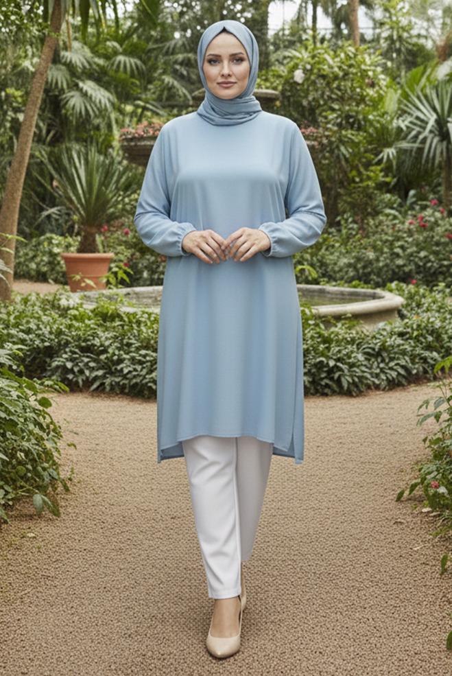 Vêtements hijab BLANC PANTALON COUPE DROITE GRANDE TAILLE 70723 - ALVİNA