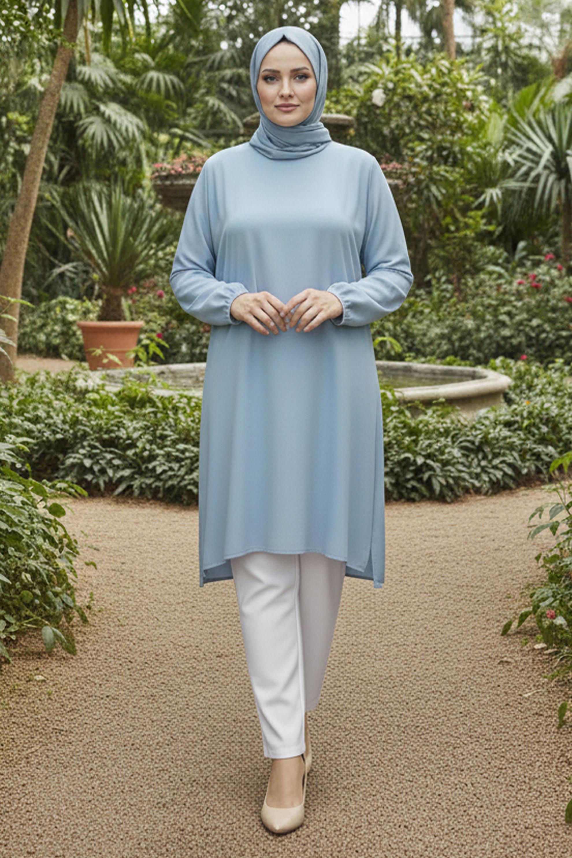 Tesettür giyim BEYAZ BÜYÜK BEDEN BORU PAÇA PANTOLON 70723