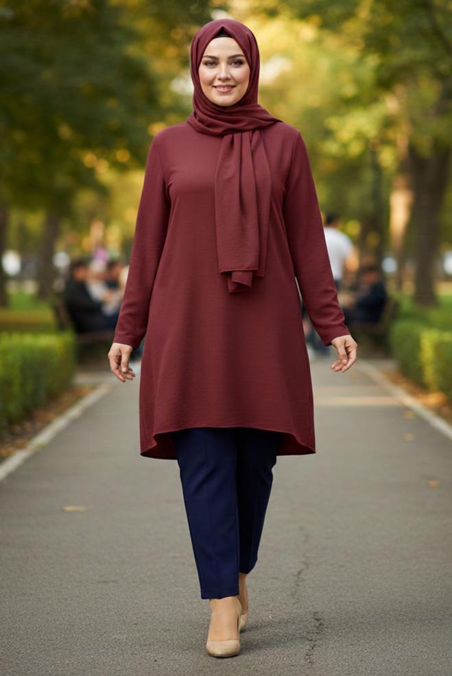 Vêtements hijab BLEU MARINE PANTALON COUPE DROITE GRANDE TAILLE 70723 - ALVİNA