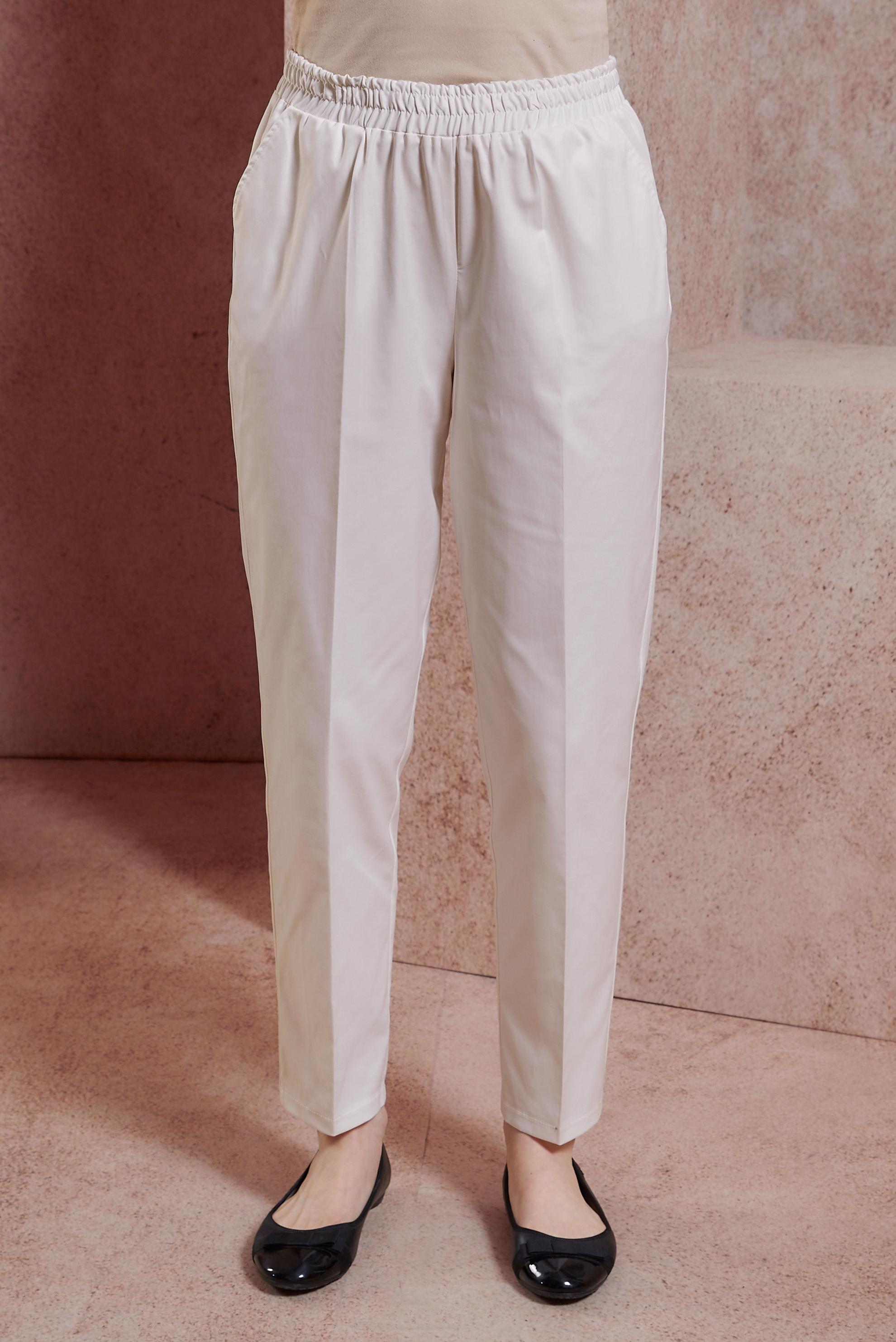 Vêtements hijab BLANC PANTALON TAILLE ÉLASTIQUE 70724