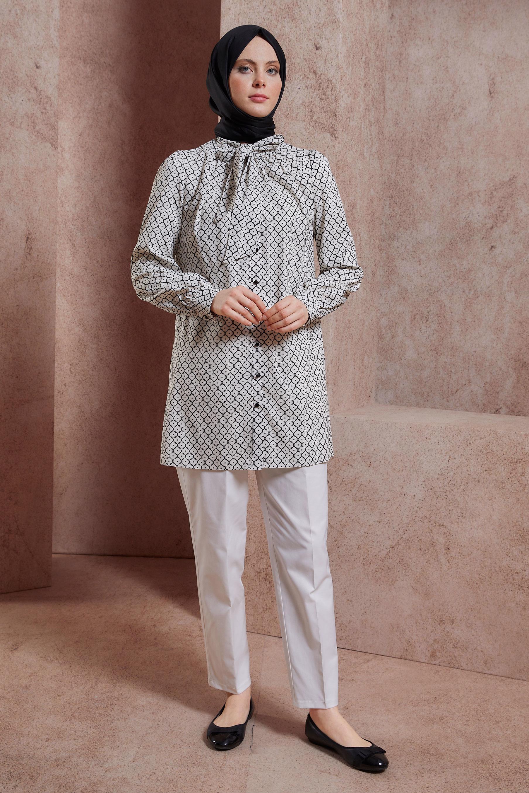 Vêtements hijab BLANC PANTALON TAILLE ÉLASTIQUE 70724