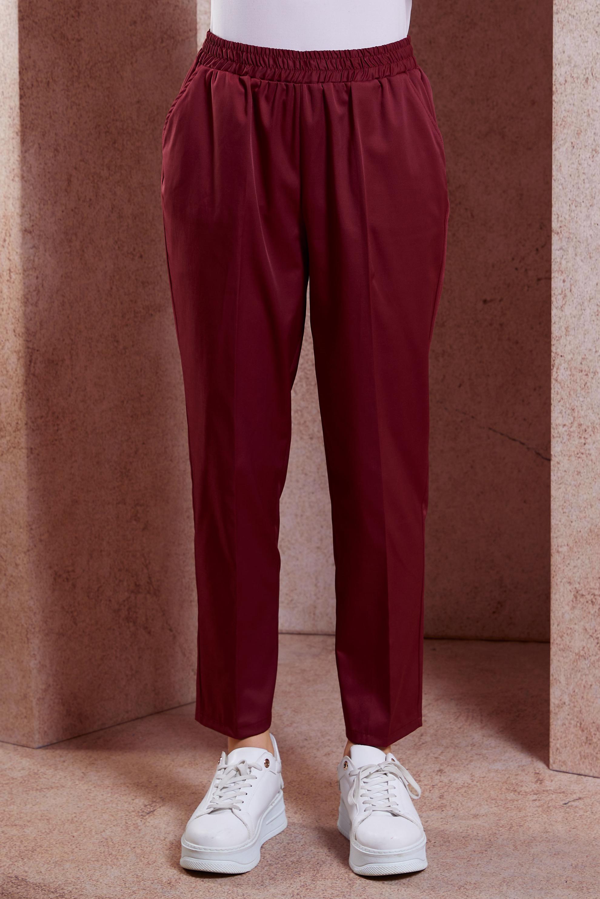 Tesettür giyim BORDO BELİ LASTİKLİ PANTOLON 70724