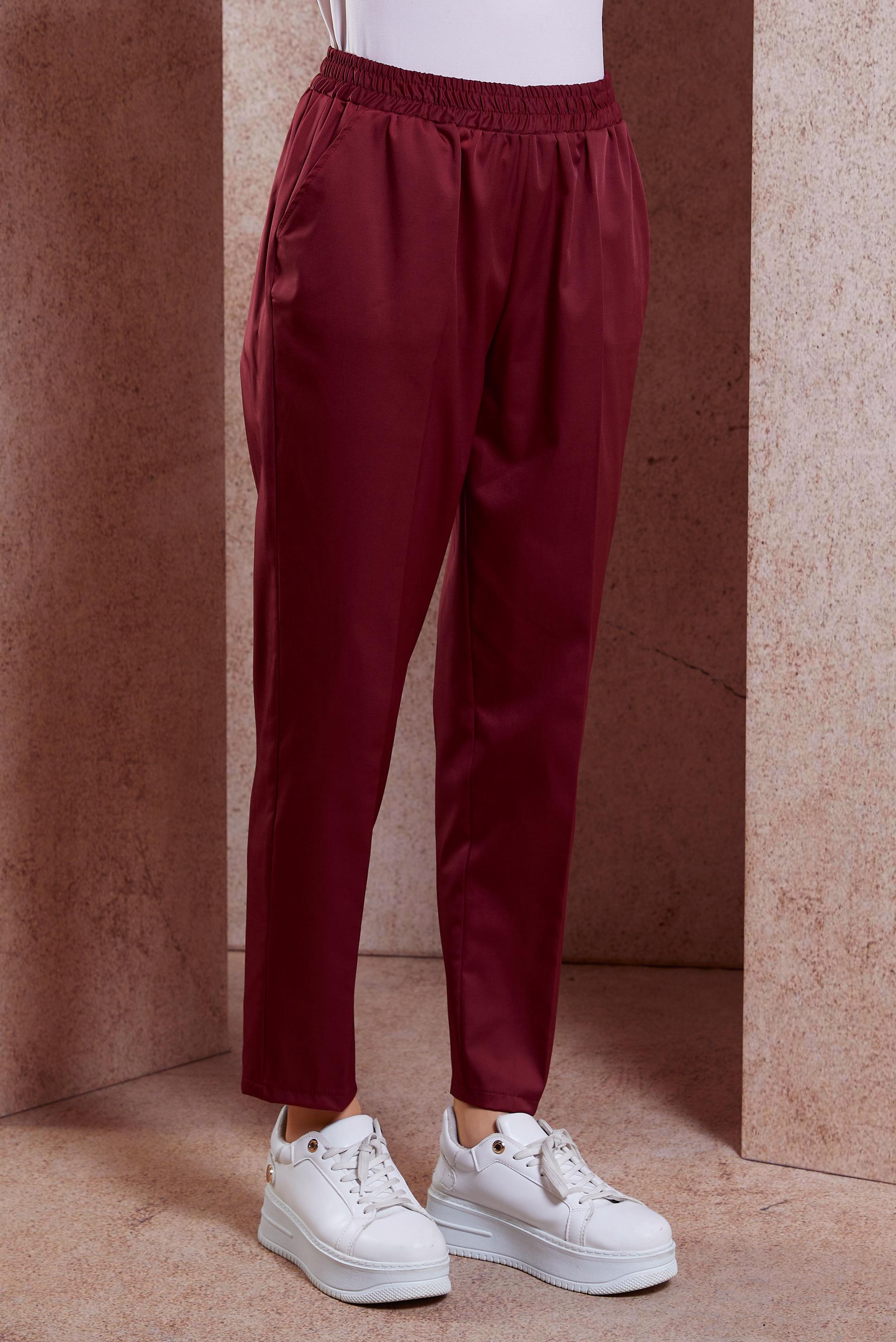 Tesettür giyim BORDO BELİ LASTİKLİ PANTOLON 70724