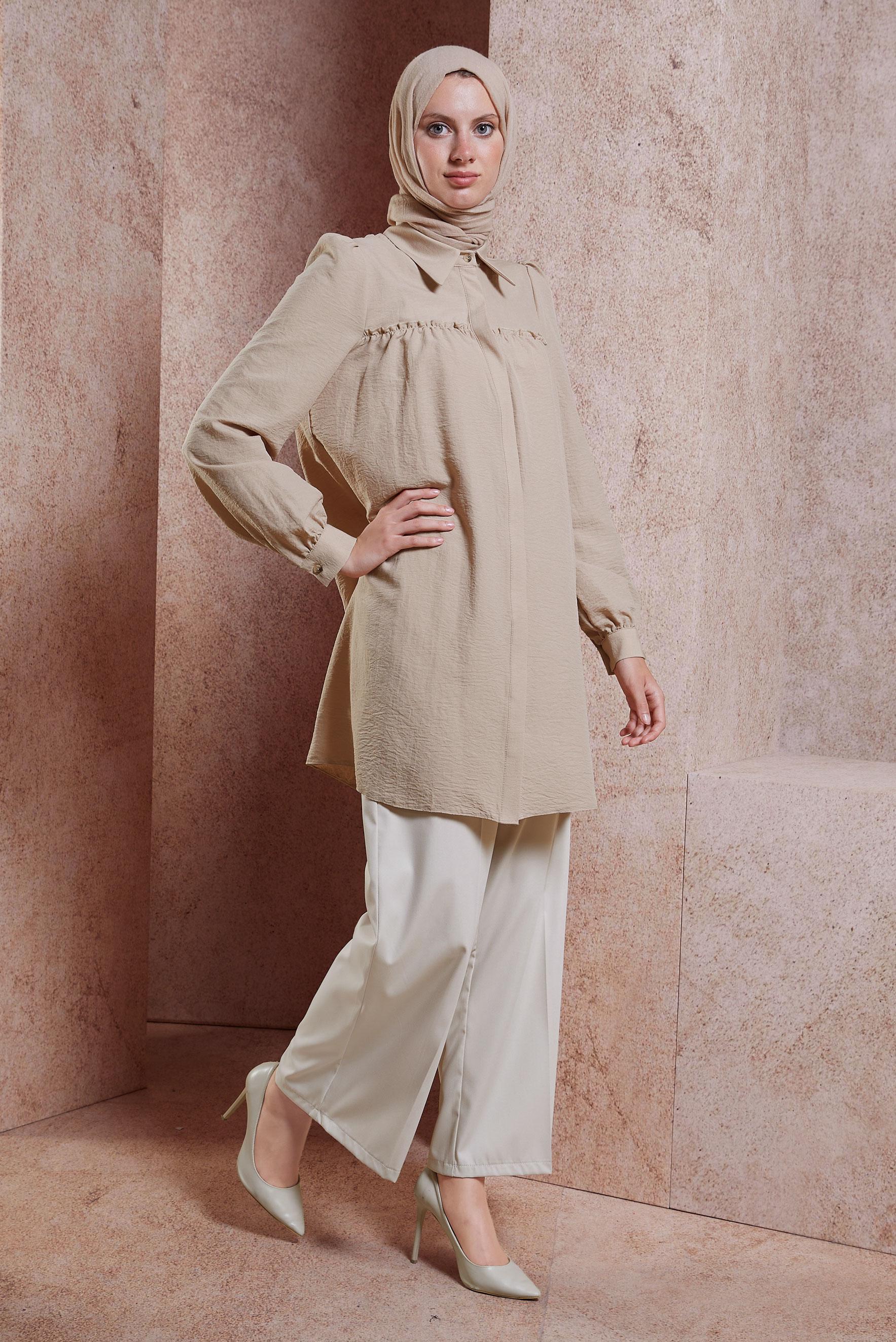 Vêtements hijab BEIGE PANTALON À JAMBES LARGES 70725