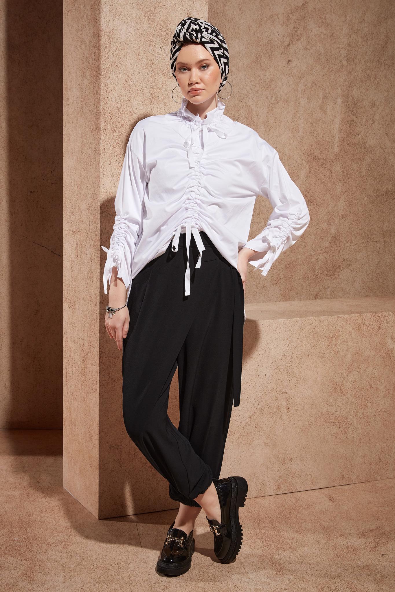 Tesettür giyim SİYAH ŞALVAR KESİM PANTOLON 70726