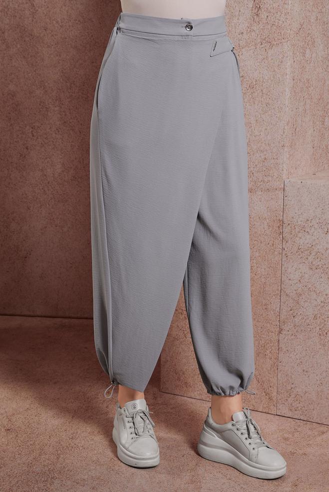 Tesettür giyim GRİ ŞALVAR KESİM PANTOLON 70726 - ALVİNA