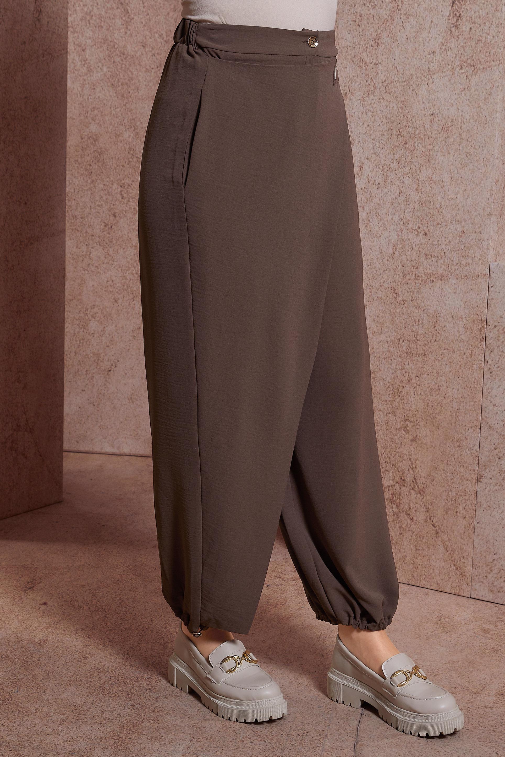 Tesettür giyim KAHVE ŞALVAR KESİM PANTOLON 70726