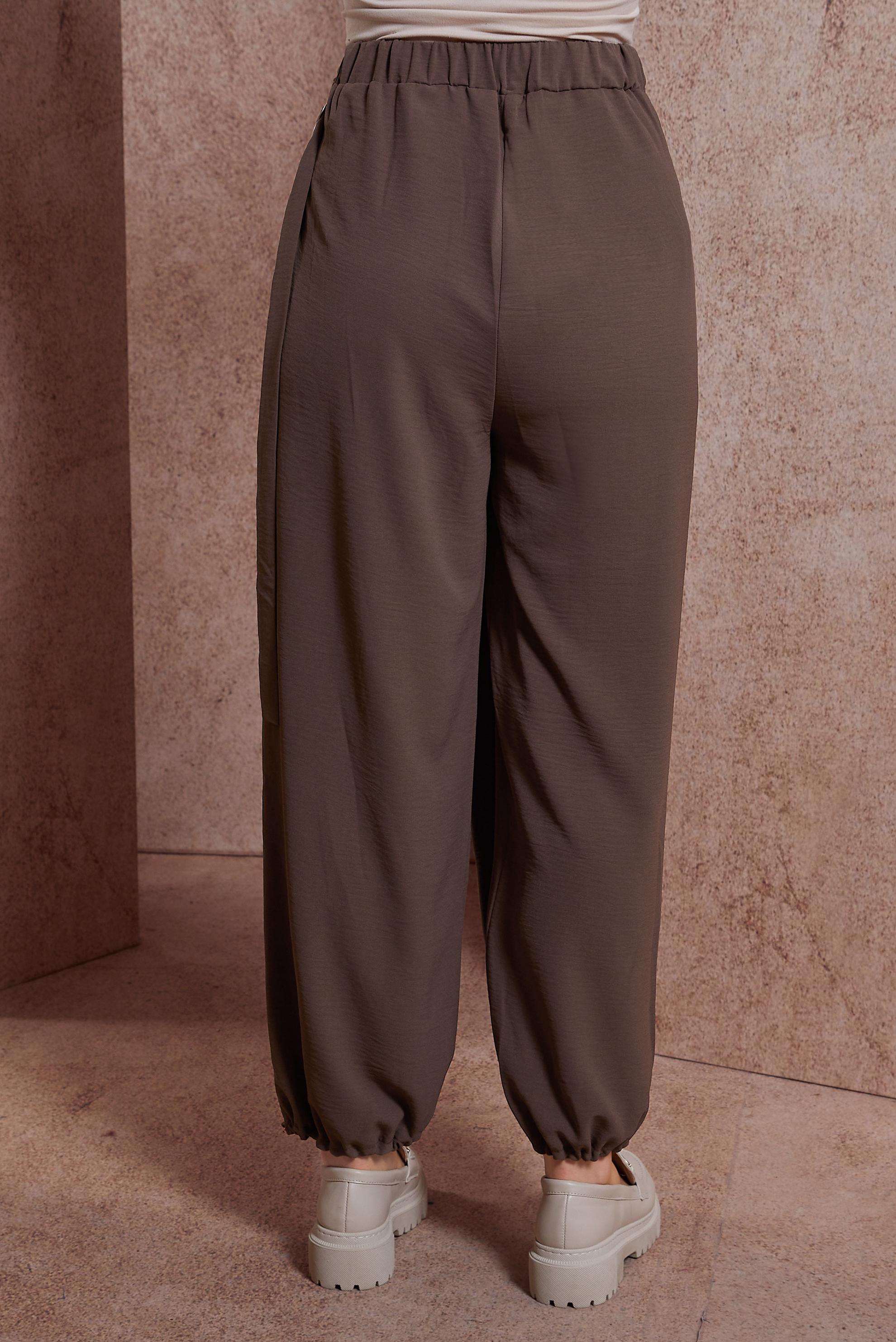 Tesettür giyim KAHVE ŞALVAR KESİM PANTOLON 70726