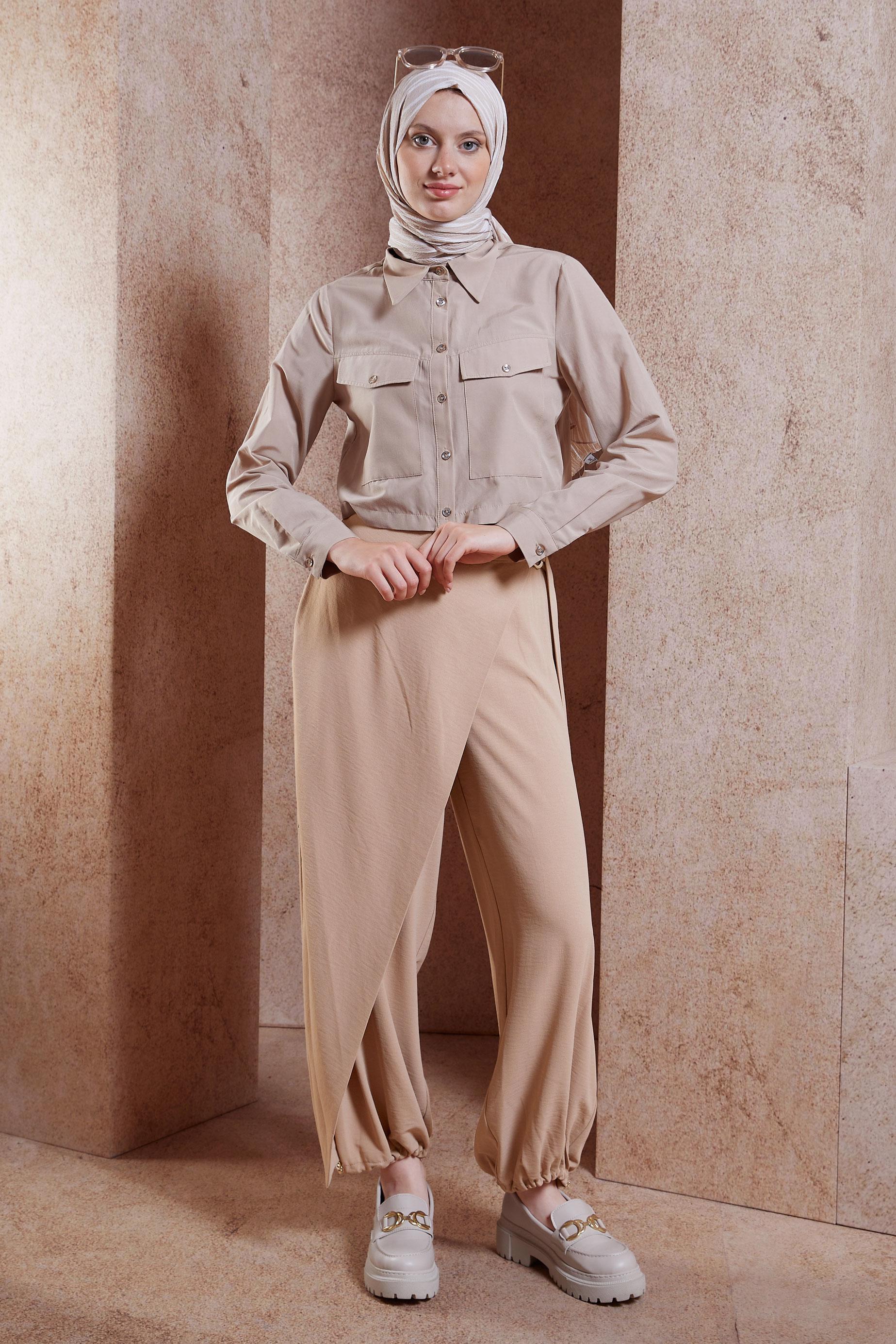 Tesettür giyim TABA ŞALVAR KESİM PANTOLON 70726