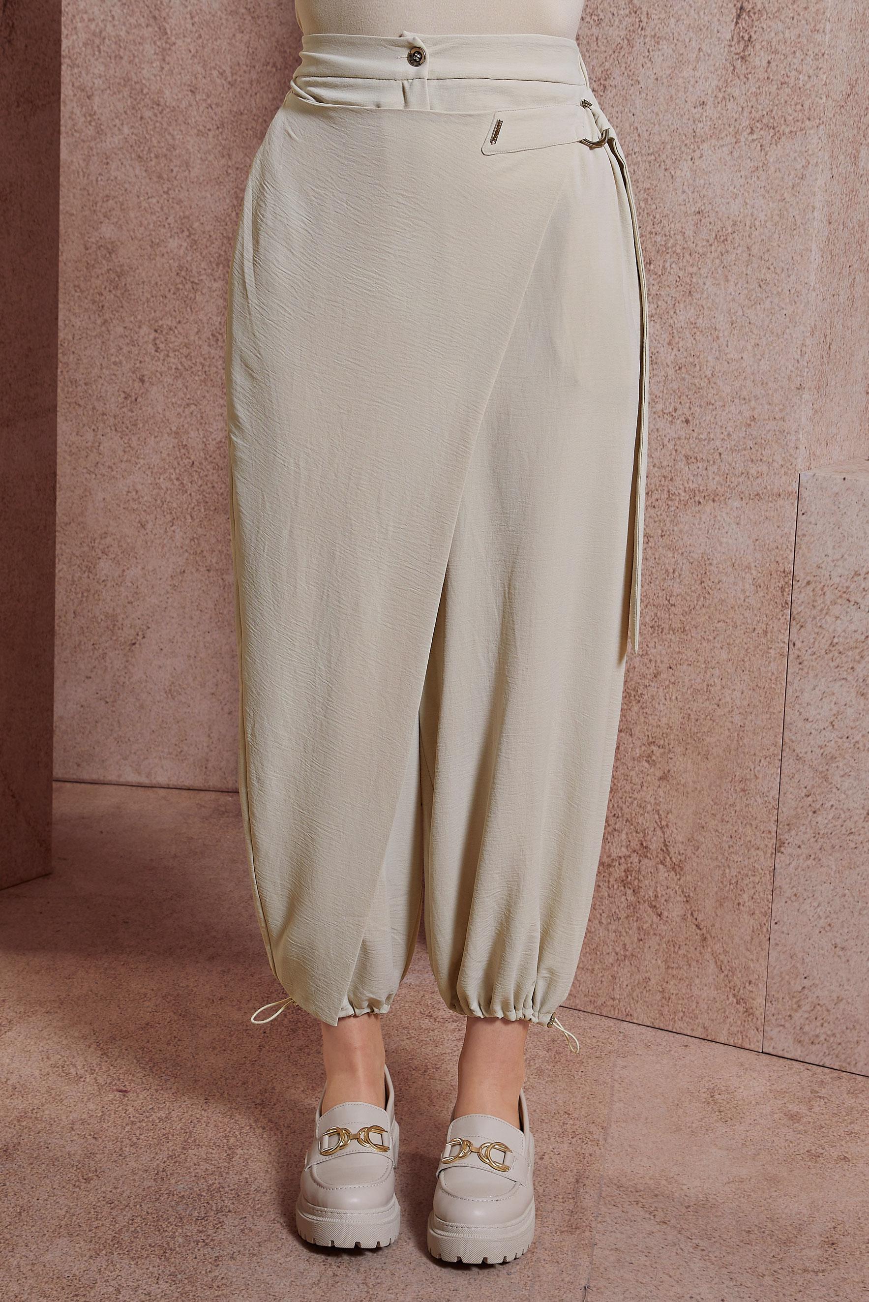 Tesettür giyim BEJ ŞALVAR KESİM PANTOLON 70726