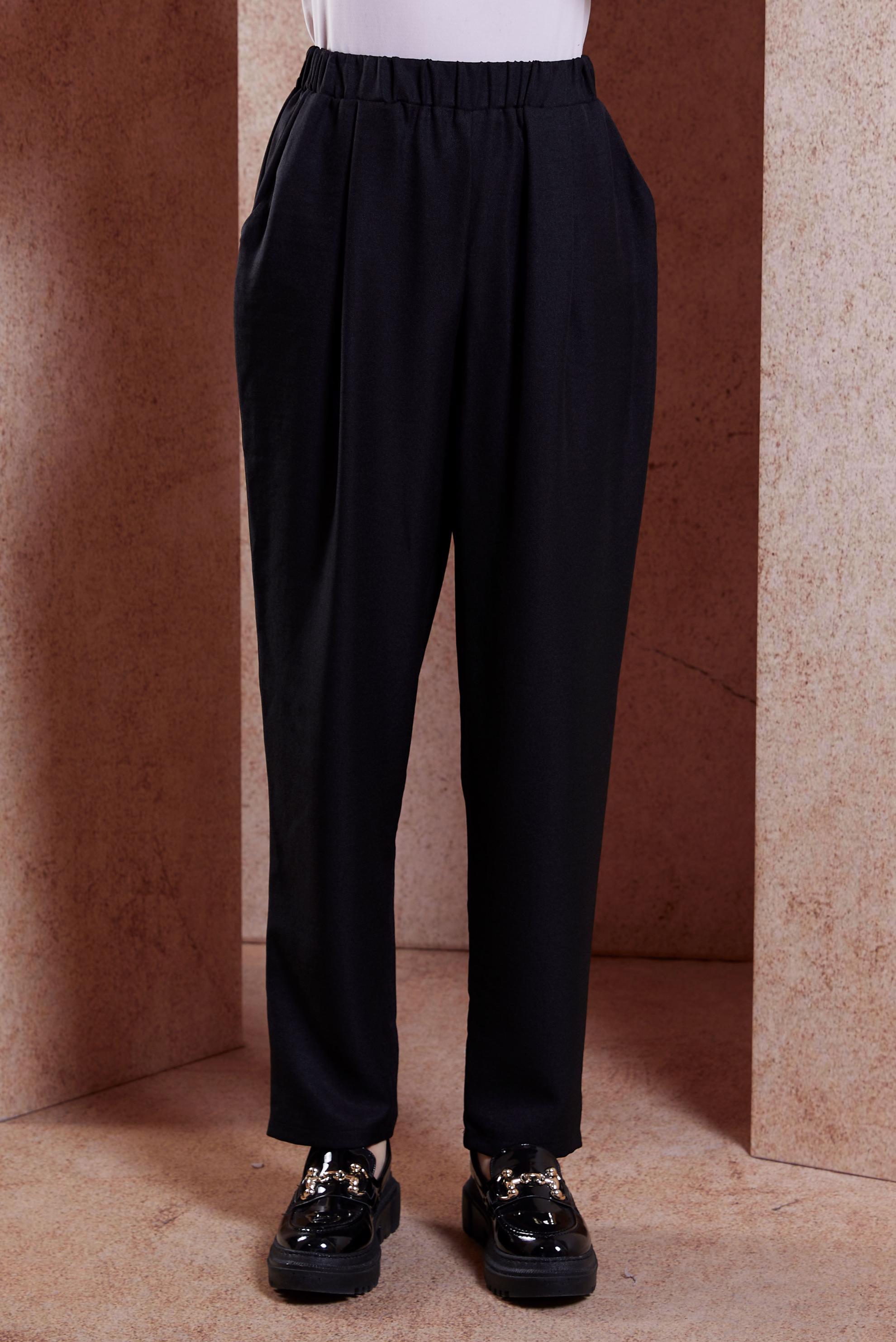 Tesettür giyim SİYAH BELİ LASTİKLİ PANTOLON 70727