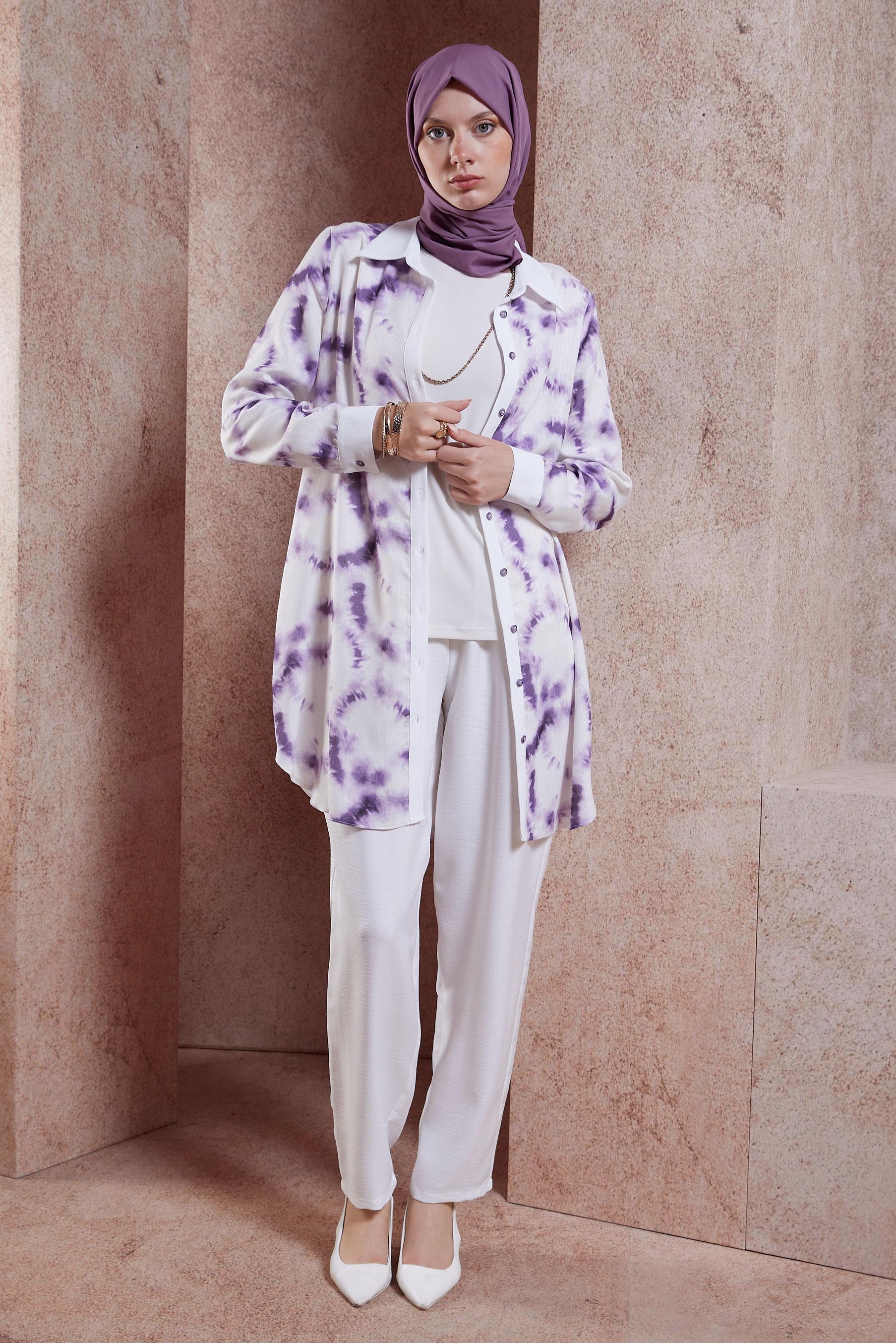 Tesettür giyim BEYAZ BELİ LASTİKLİ PANTOLON 70727