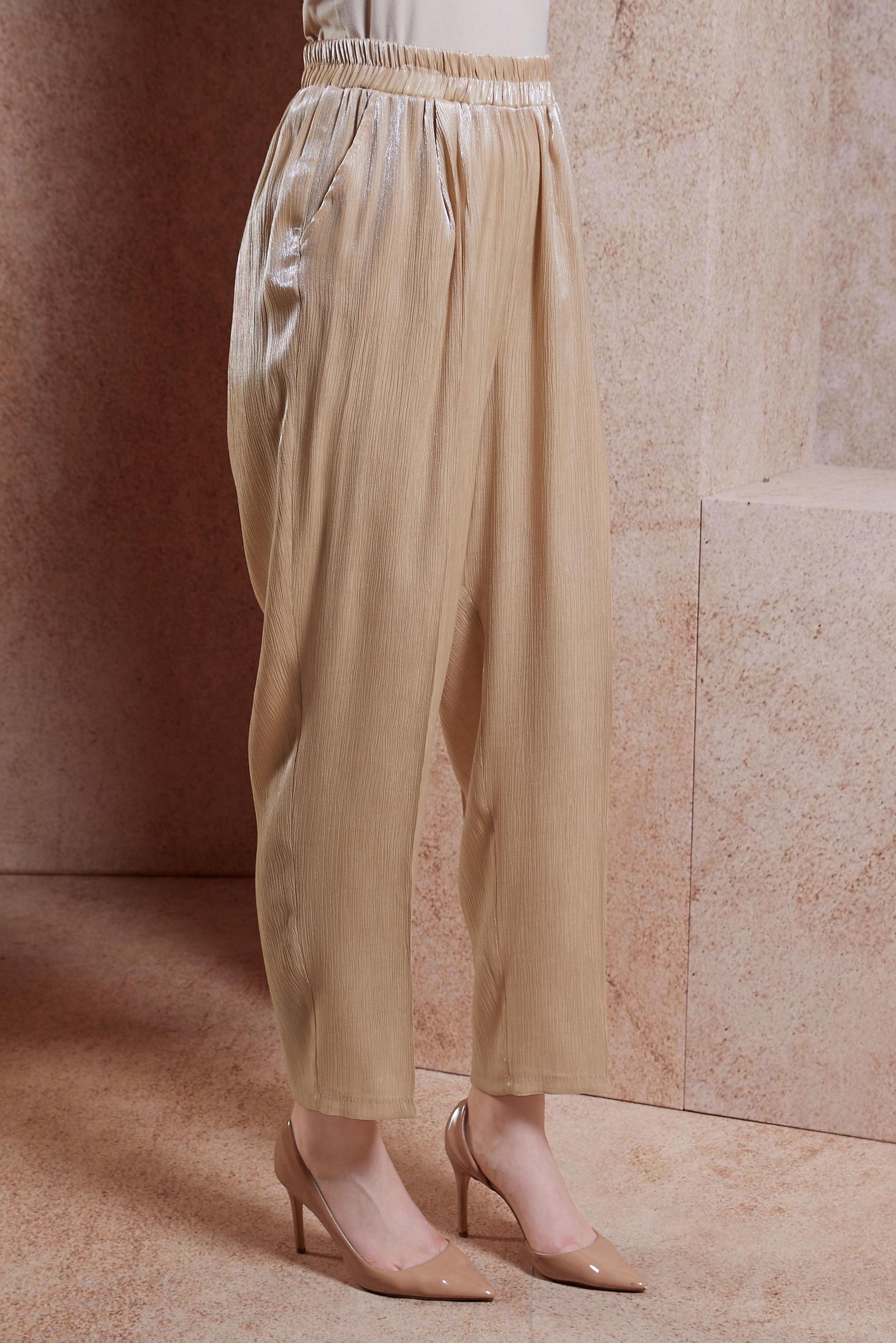 Tesettür giyim ALTIN SATEN YÜZLÜ BÜRÜMCÜK PANTOLON 70728