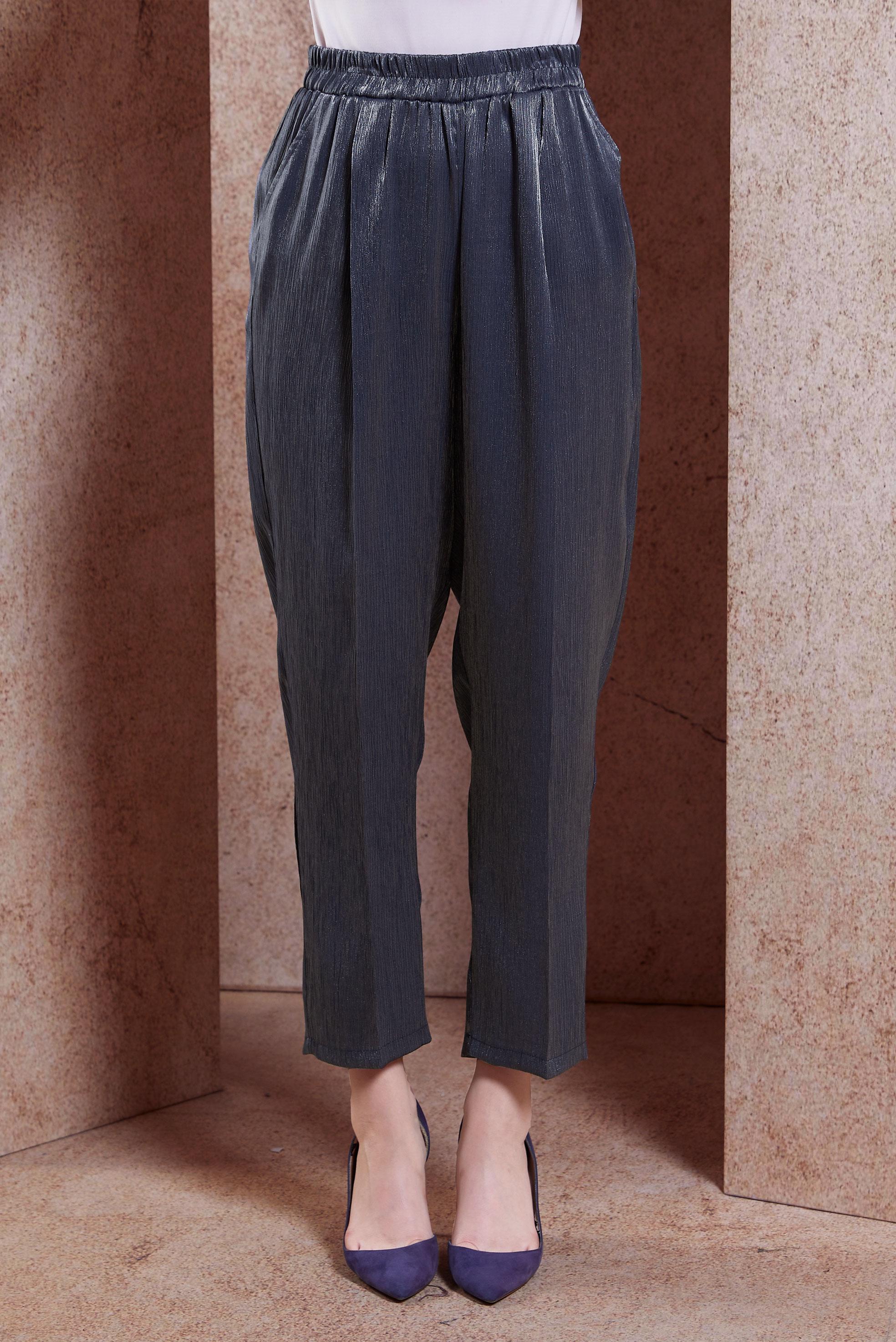 Tesettür giyim LACİVERT SATEN YÜZLÜ BÜRÜMCÜK PANTOLON 70728