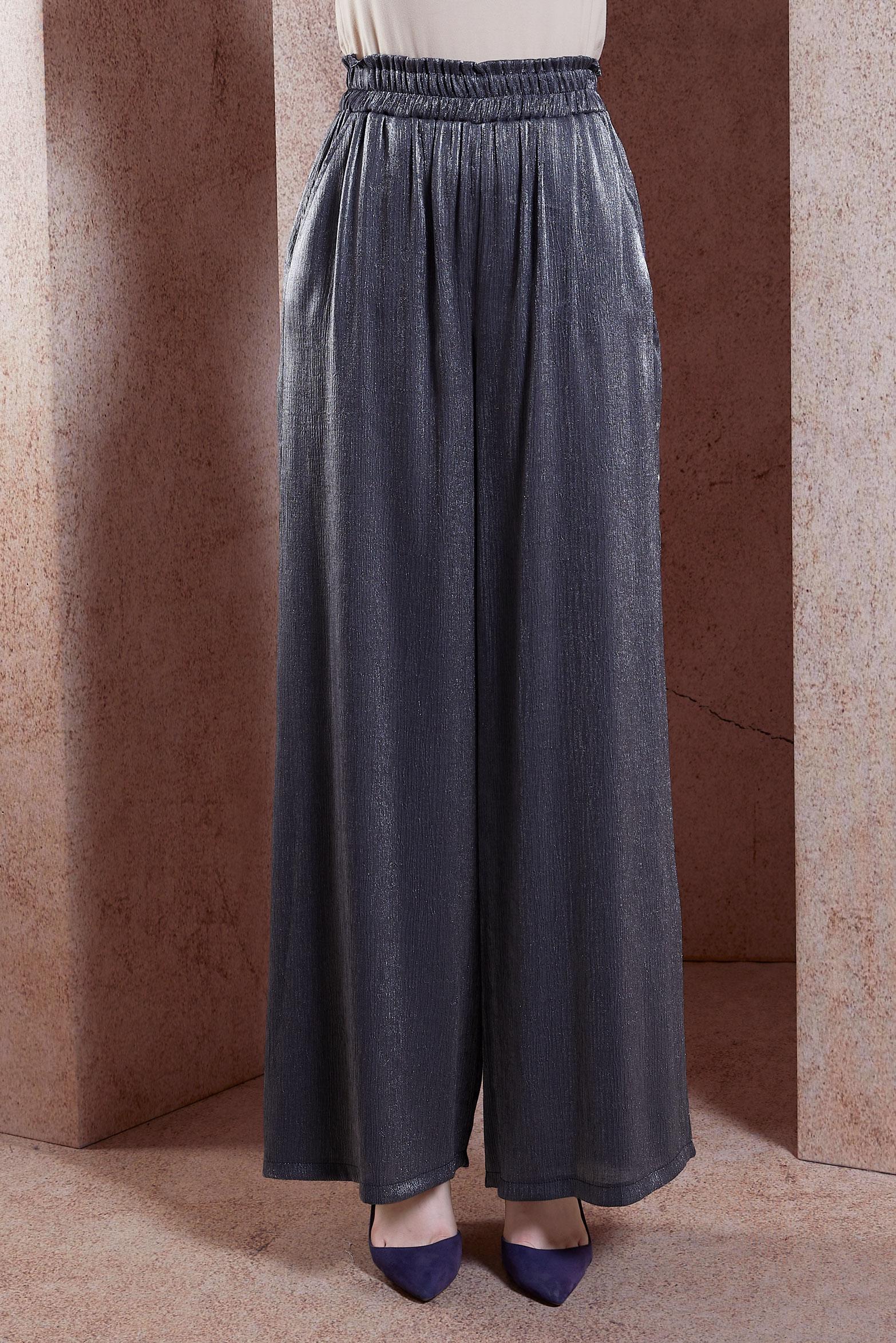 Tesettür giyim LACİVERT SATEN DOKULU BÜRÜMCÜK PANTOLON 70731