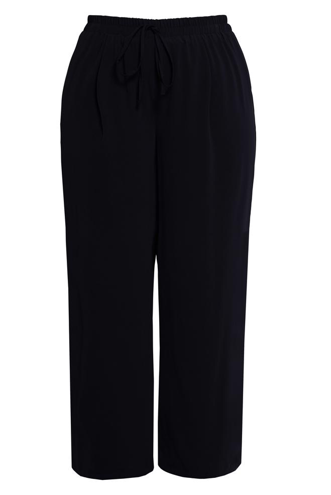 Tesettür giyim SİYAH BÜYÜK BEDEN BELİ LASTİKLİ PANTOLON 70732 - ALVİNA