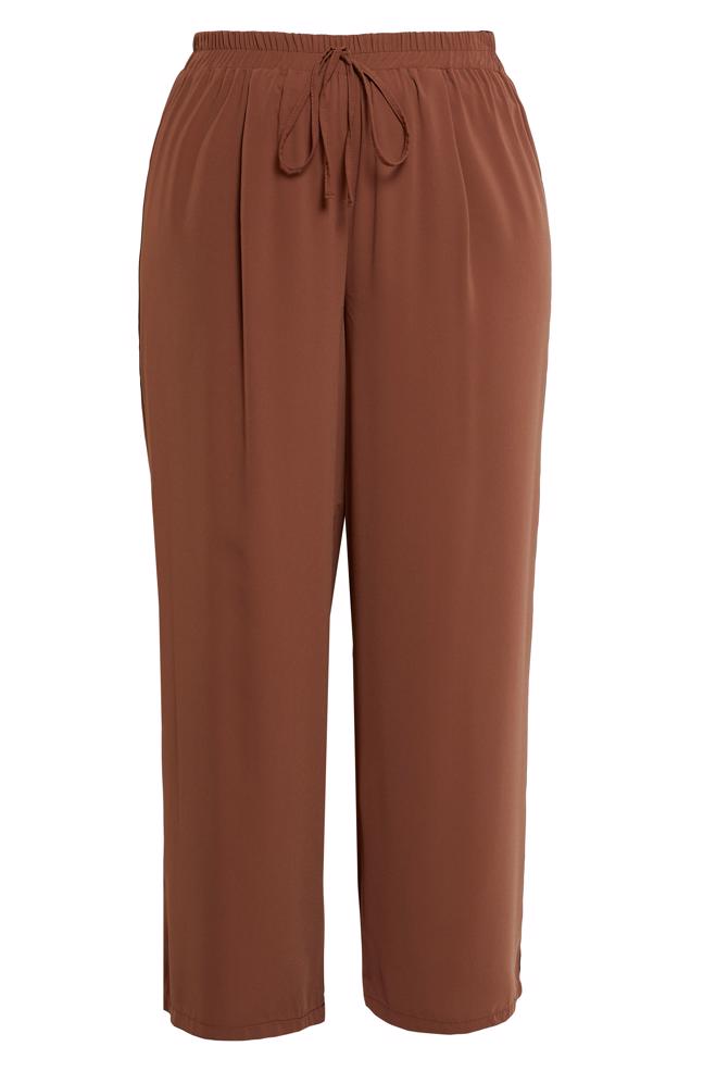 Tesettür giyim KAHVE BÜYÜK BEDEN BELİ LASTİKLİ PANTOLON 70732 - ALVİNA