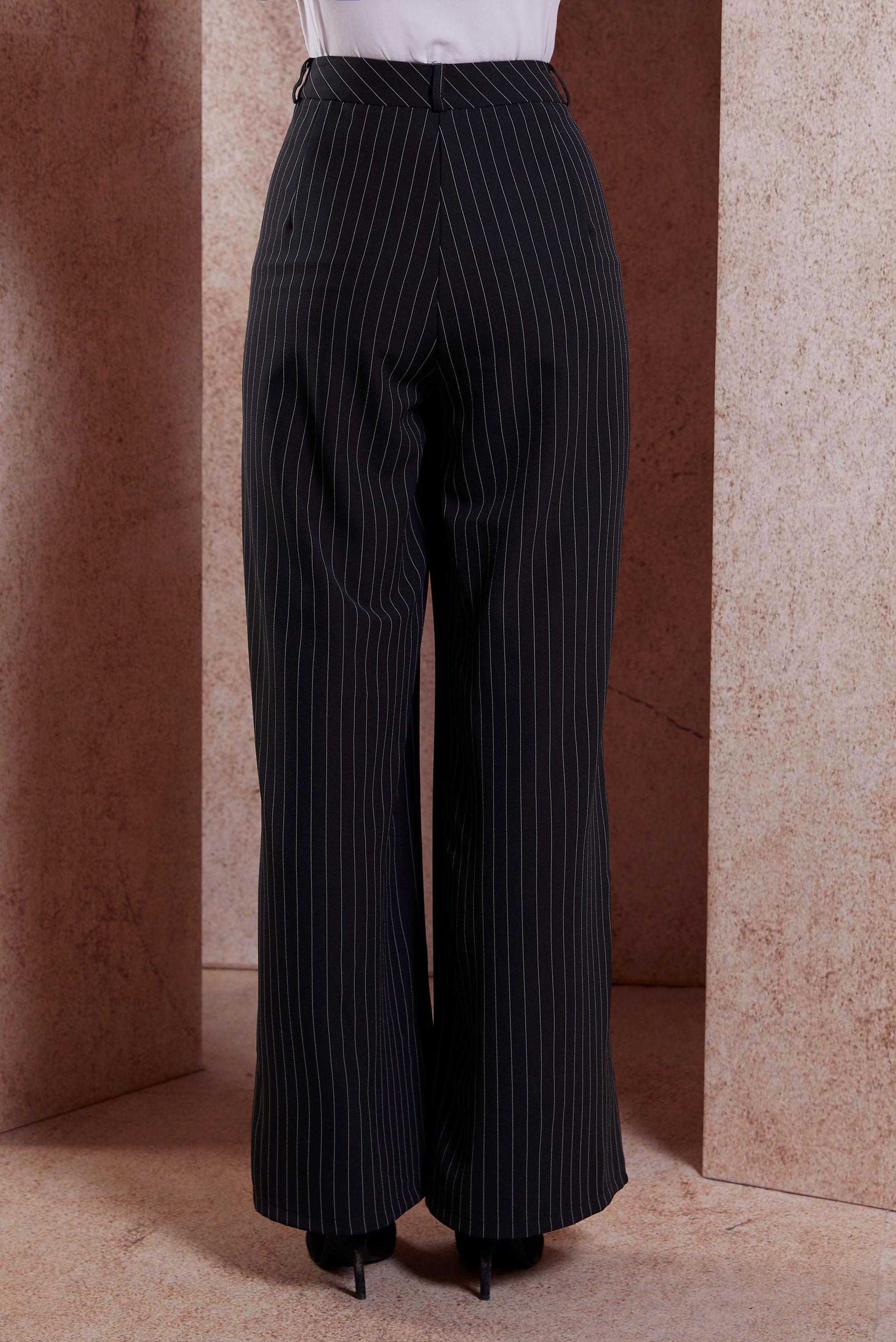 Tesettür giyim SİYAH ÇİZGİLİ GENİŞ PAÇA PANTOLON 70734