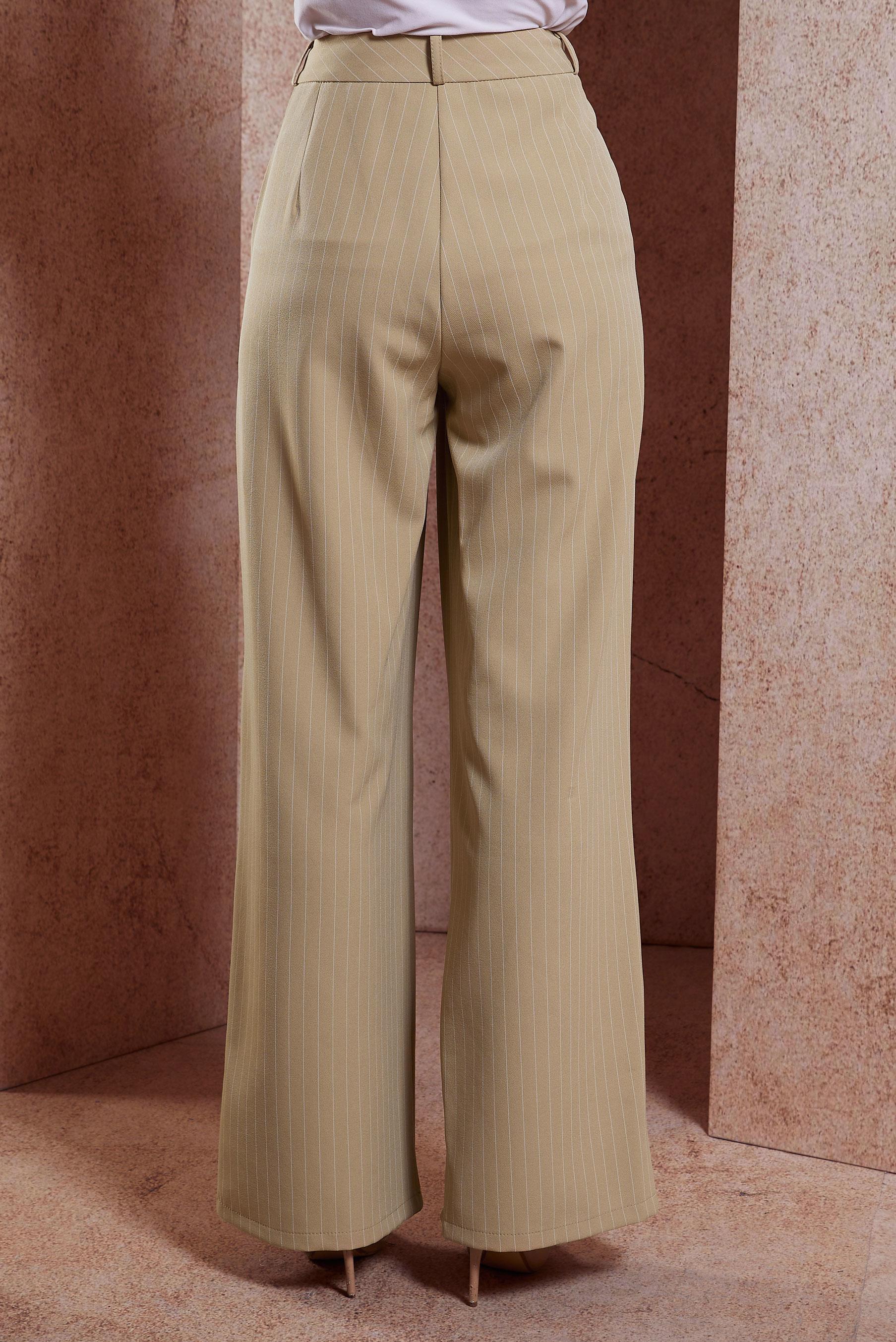 Tesettür giyim KAHVE ÇİZGİLİ GENİŞ PAÇA PANTOLON 70734