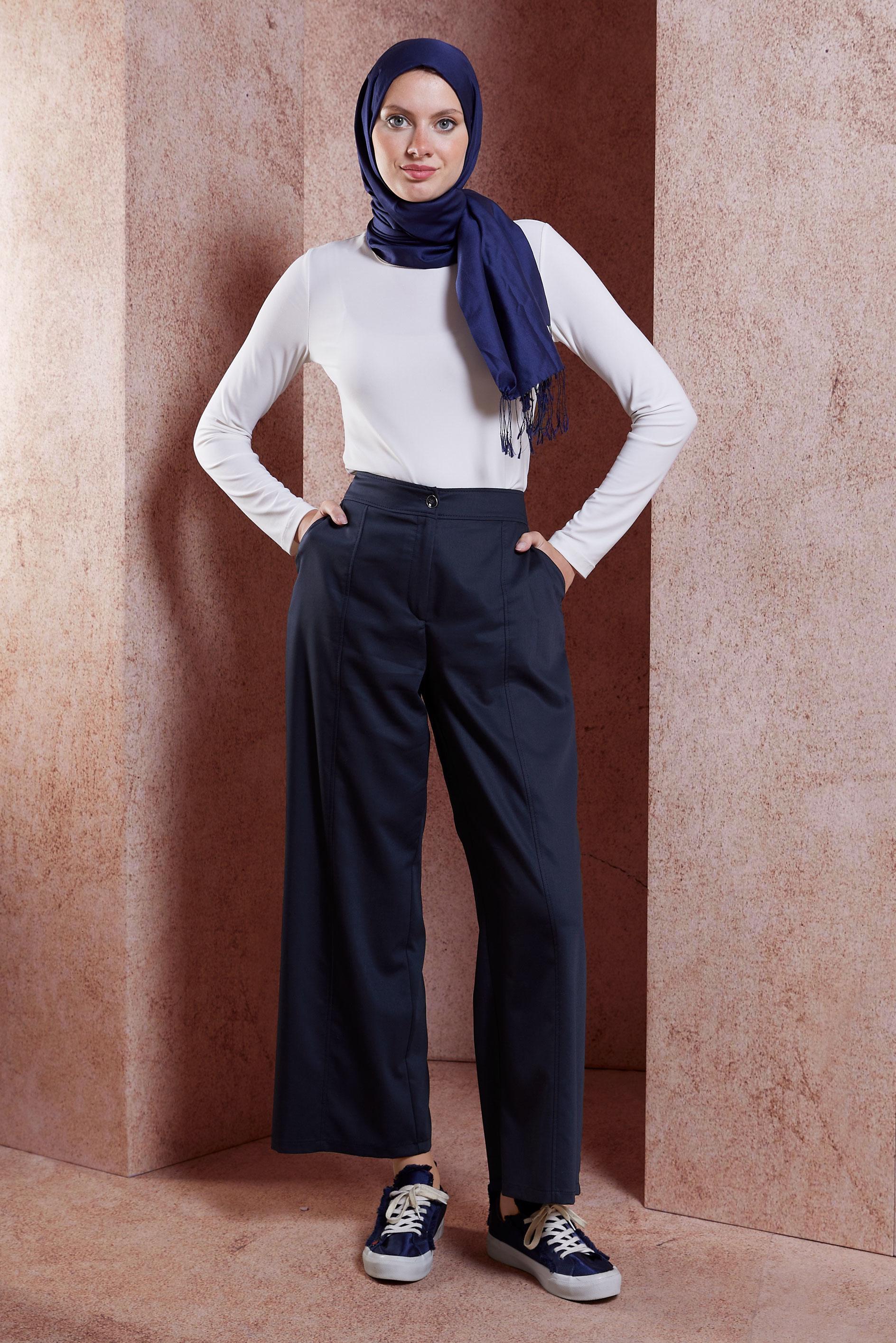 Hijab clothing NAVY BLUE WIDE LEG PANTS 70735