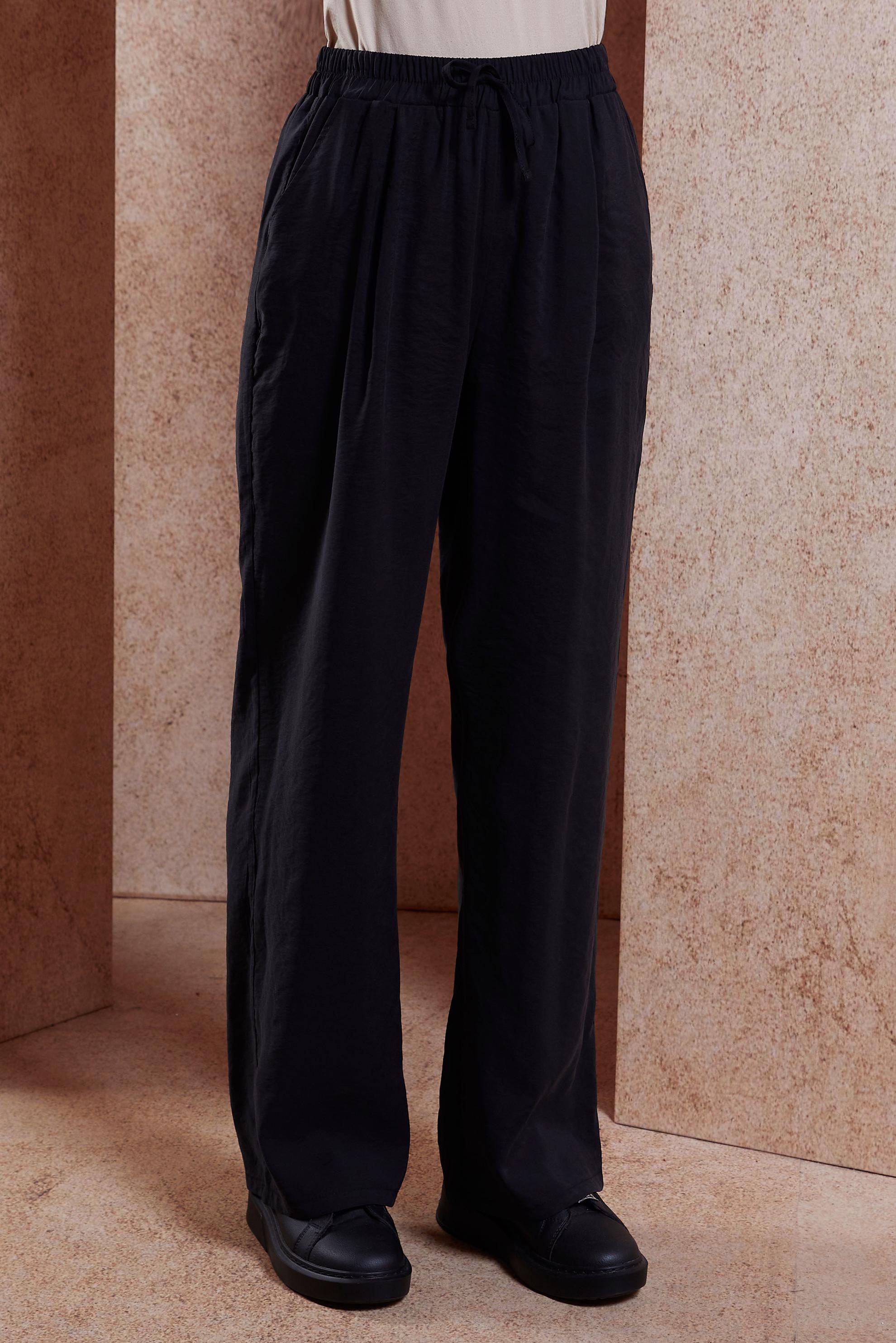 Tesettür giyim SİYAH BELİ LASTİKLİ MODAL PANTOLON 70736