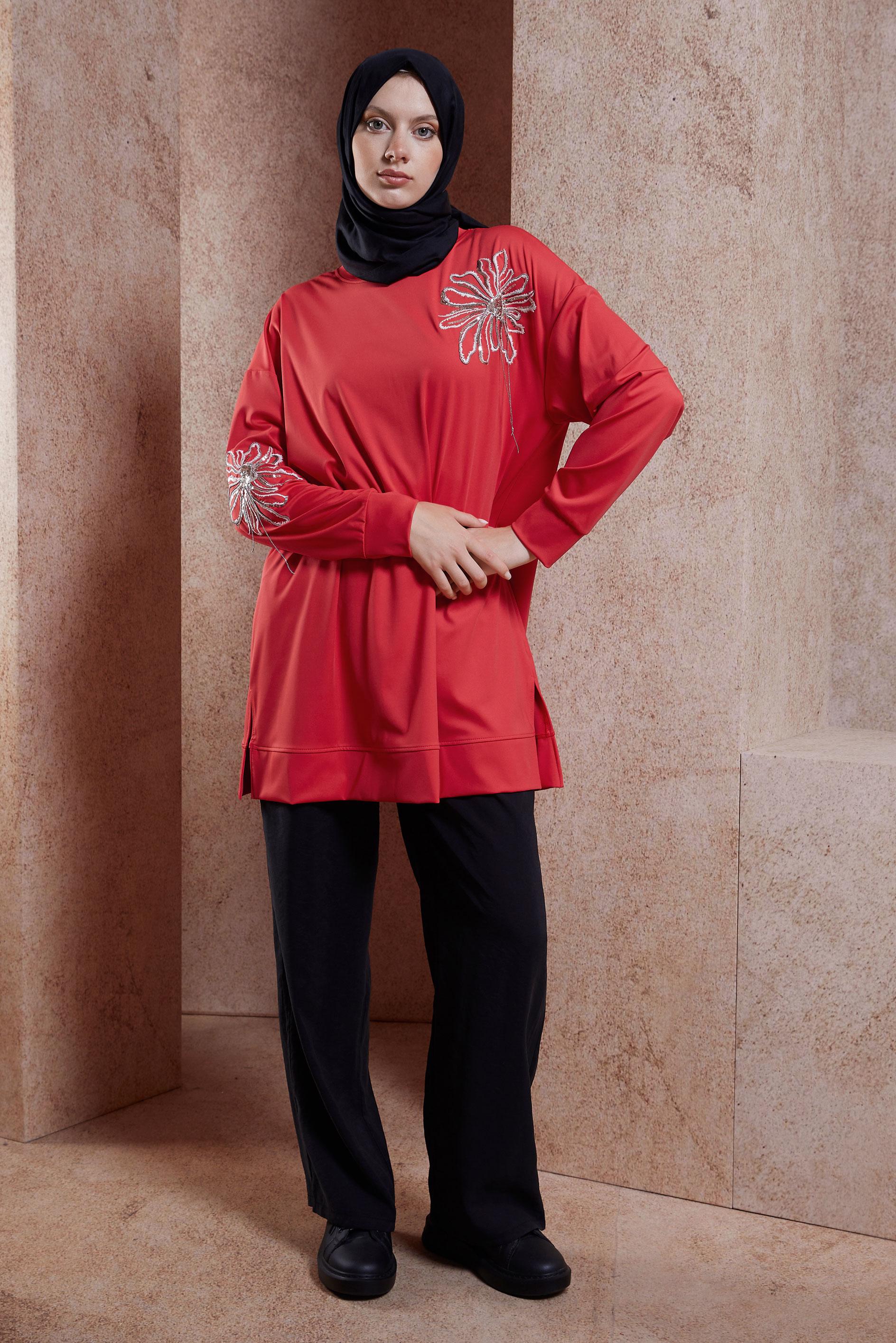 Tesettür giyim SİYAH BELİ LASTİKLİ MODAL PANTOLON 70736