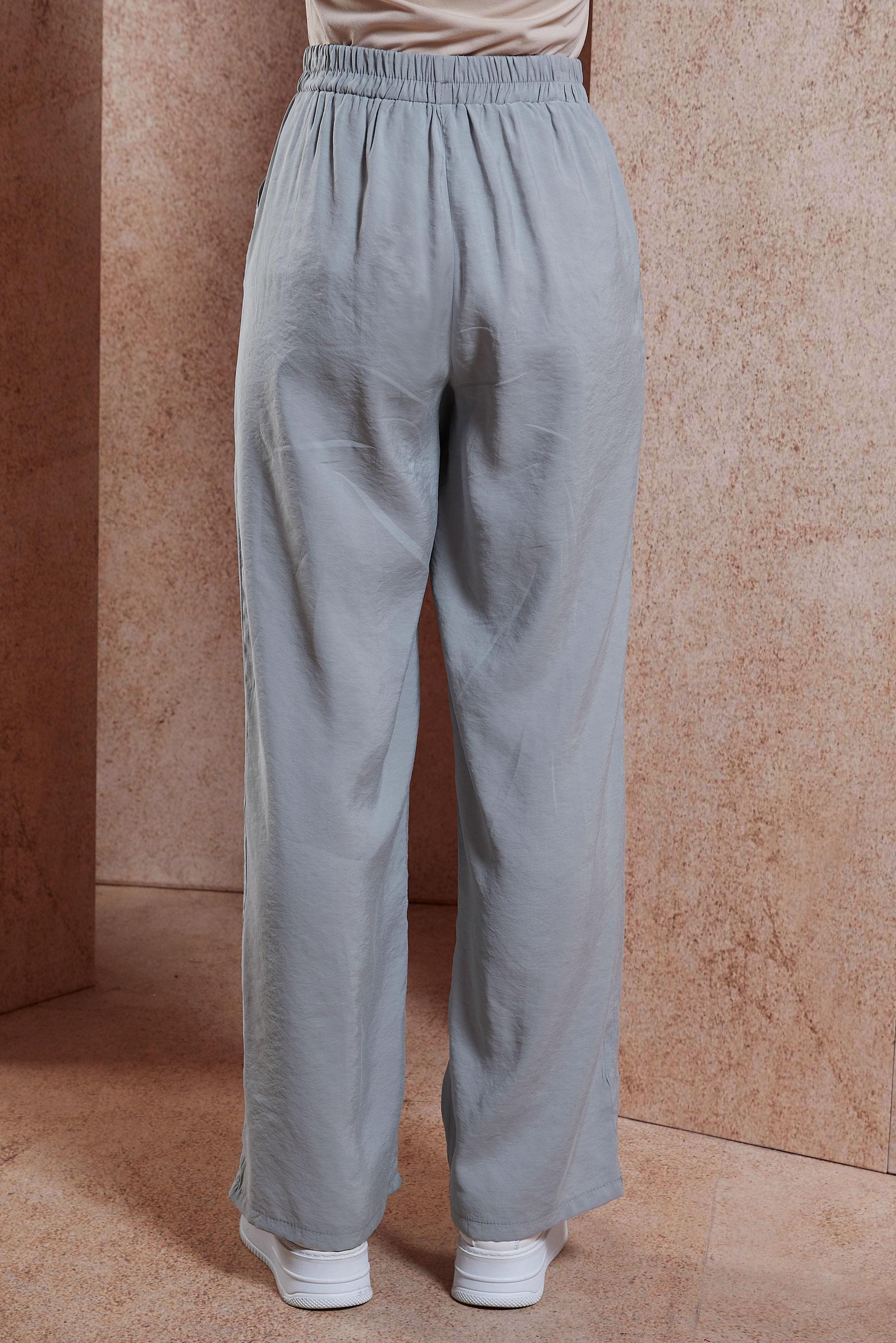 Tesettür giyim GRİ BELİ LASTİKLİ MODAL PANTOLON 70736