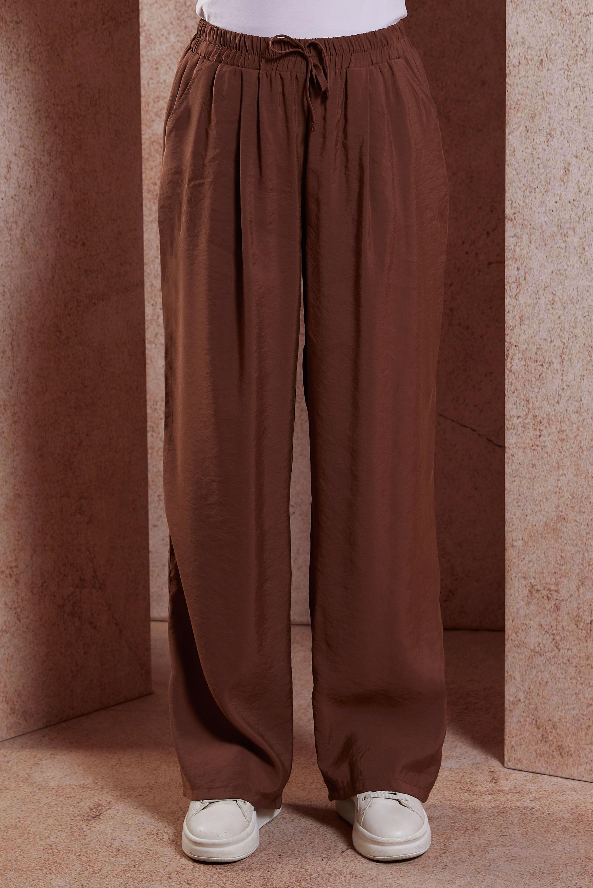 Tesettür giyim KAHVE BELİ LASTİKLİ MODAL PANTOLON 70736