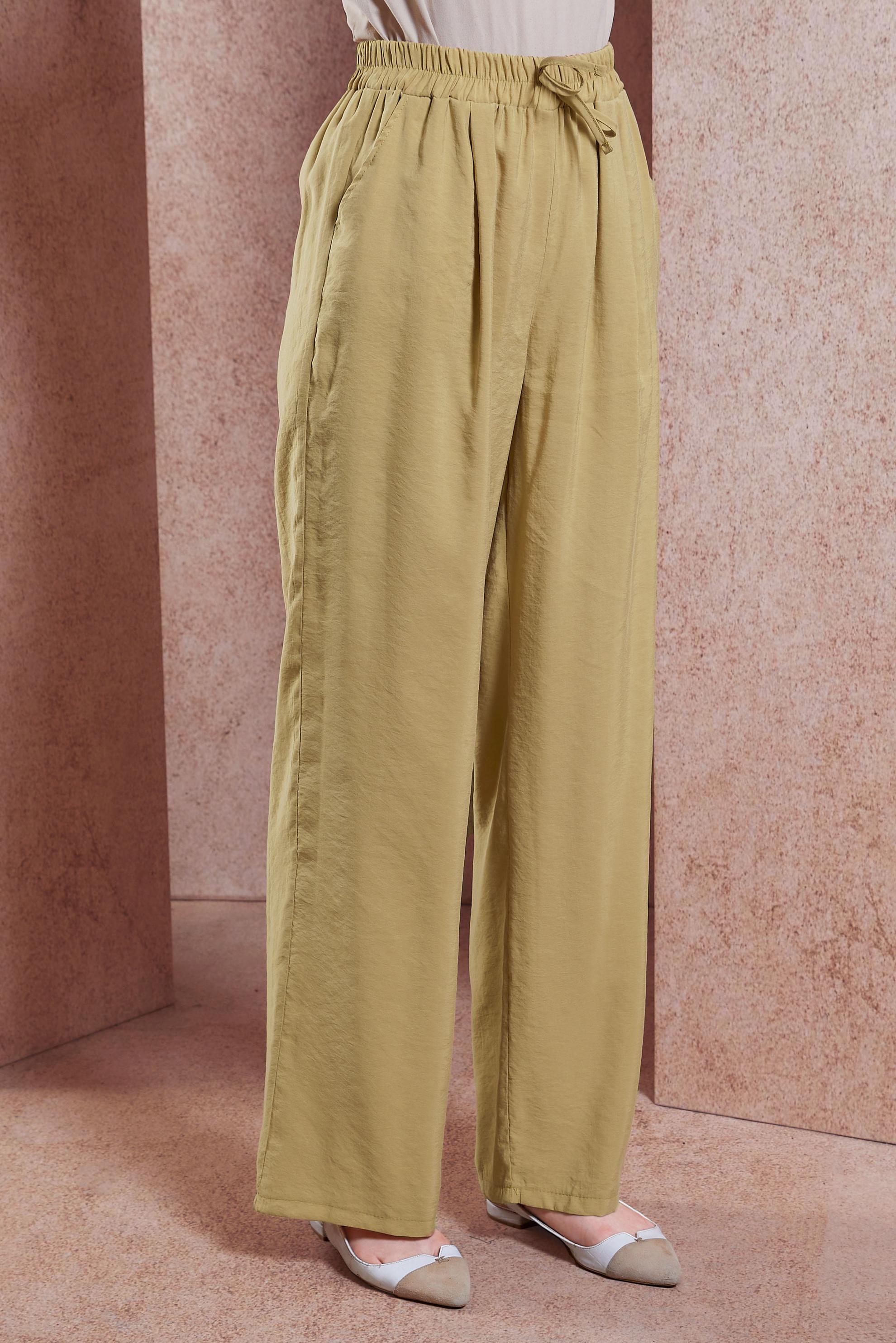 Tesettür giyim KAHVE BELİ LASTİKLİ MODAL PANTOLON 70736