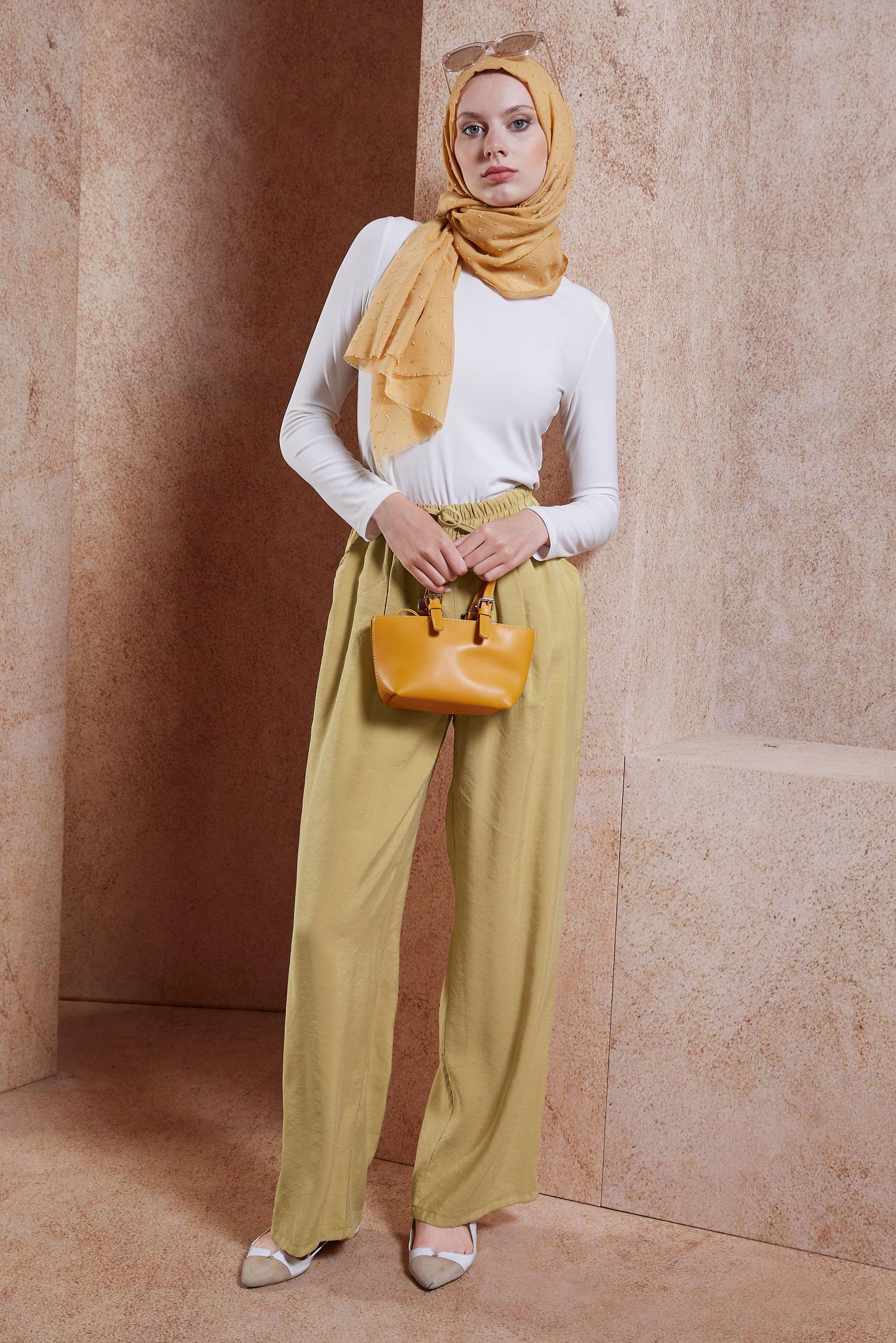 Tesettür giyim KAHVE BELİ LASTİKLİ MODAL PANTOLON 70736