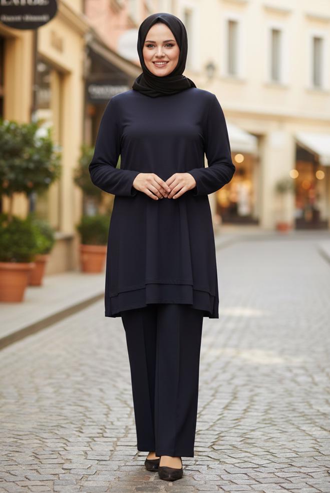 Vêtements hijab NOIR PANTALON TAILLE HAUTE GRANDE TAILLE 70738 - ALVİNA