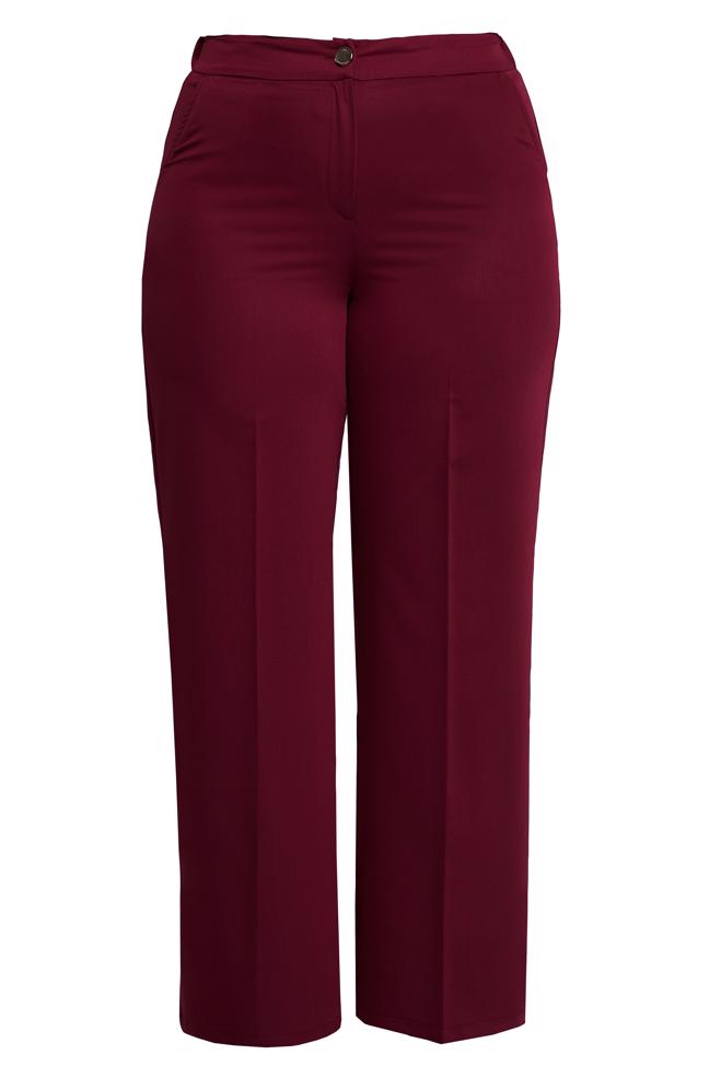 Tesettür giyim BORDO YÜKSEK BEL BÜYÜK BEDEN PANTOLON 70738 - ALVİNA