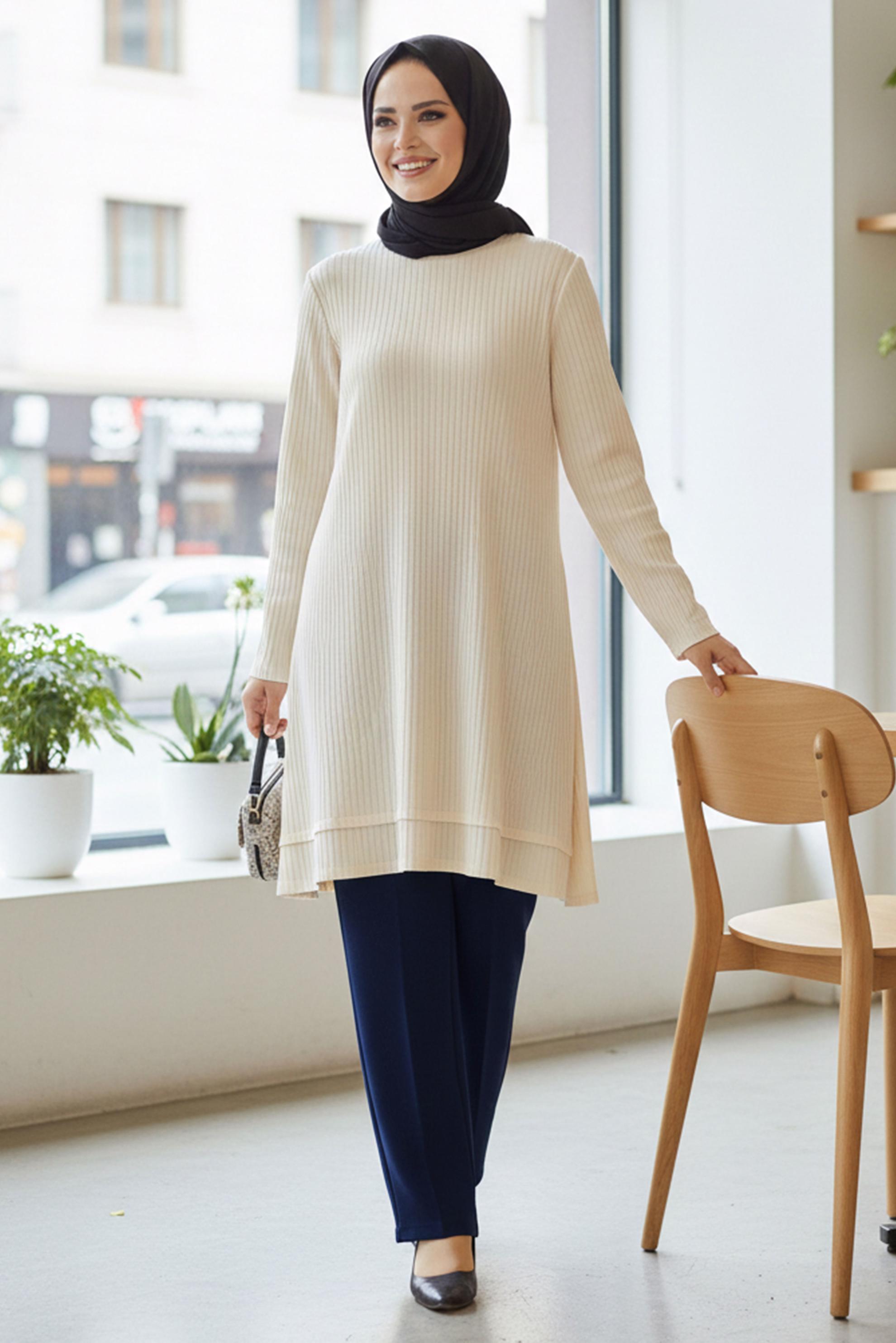 Tesettür giyim LACİVERT YÜKSEK BEL BÜYÜK BEDEN PANTOLON 70738