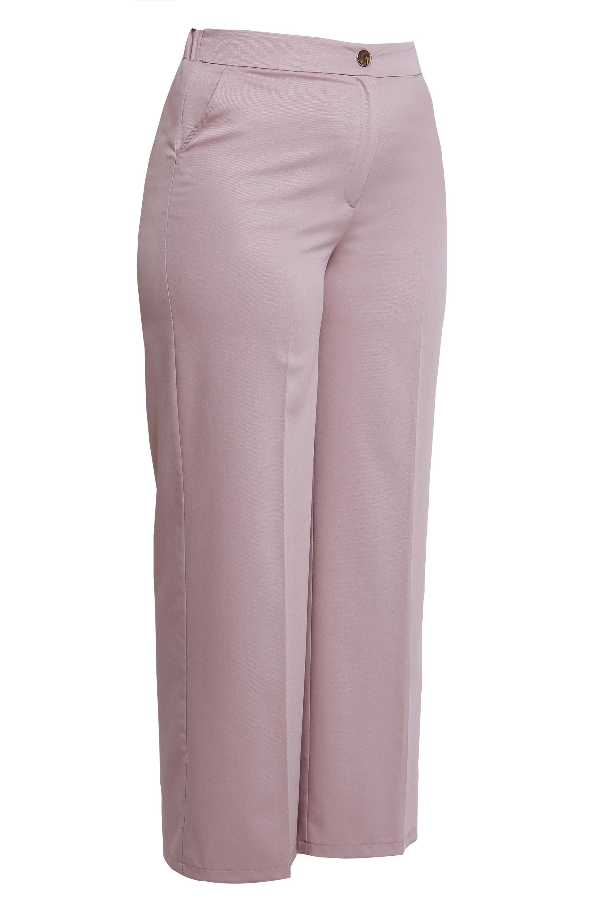 Tesettür giyim PEMBE YÜKSEK BEL BÜYÜK BEDEN PANTOLON 70738