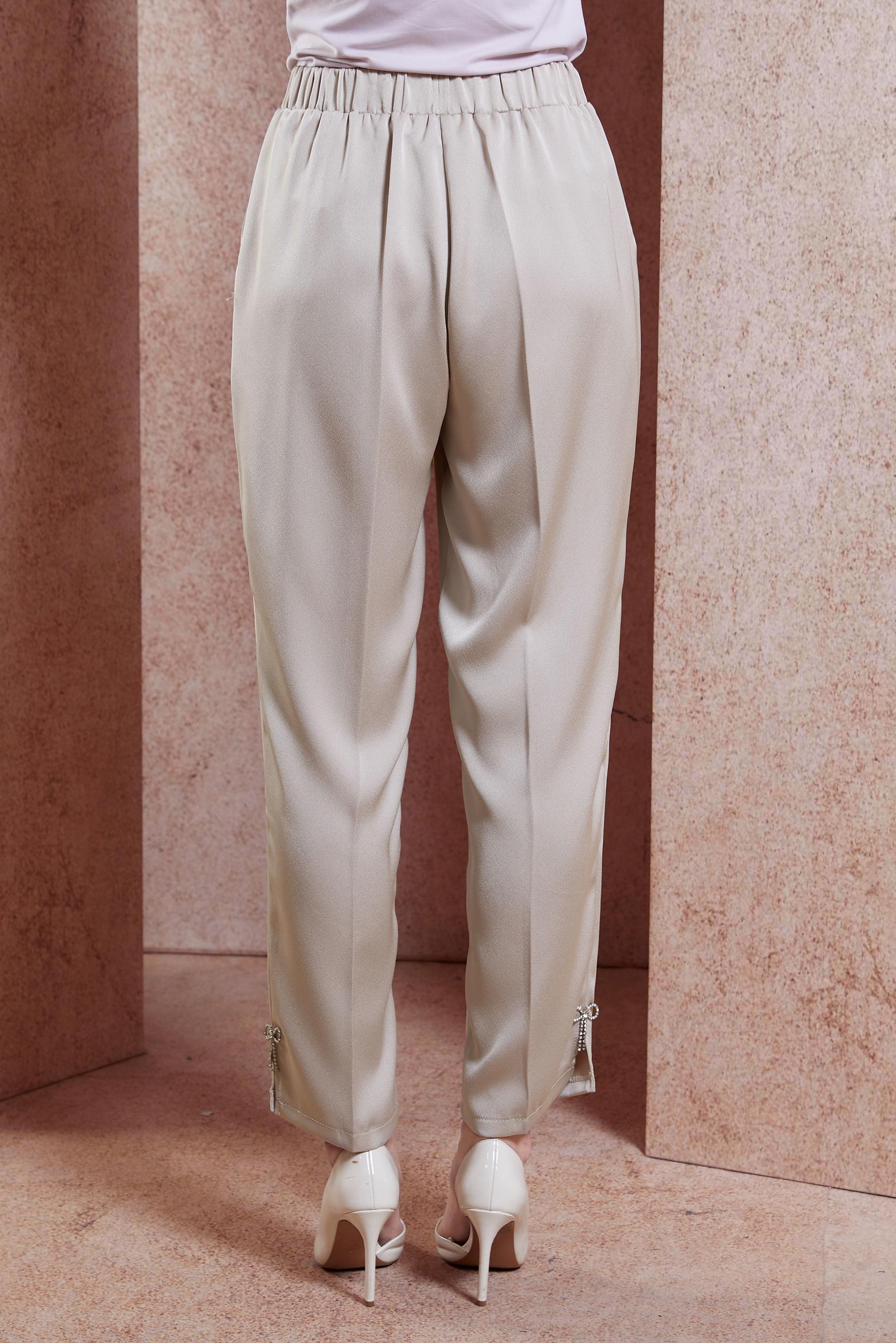 Tesettür giyim BEJ SATEN DOKULU HAVUÇ PANTOLON 70741