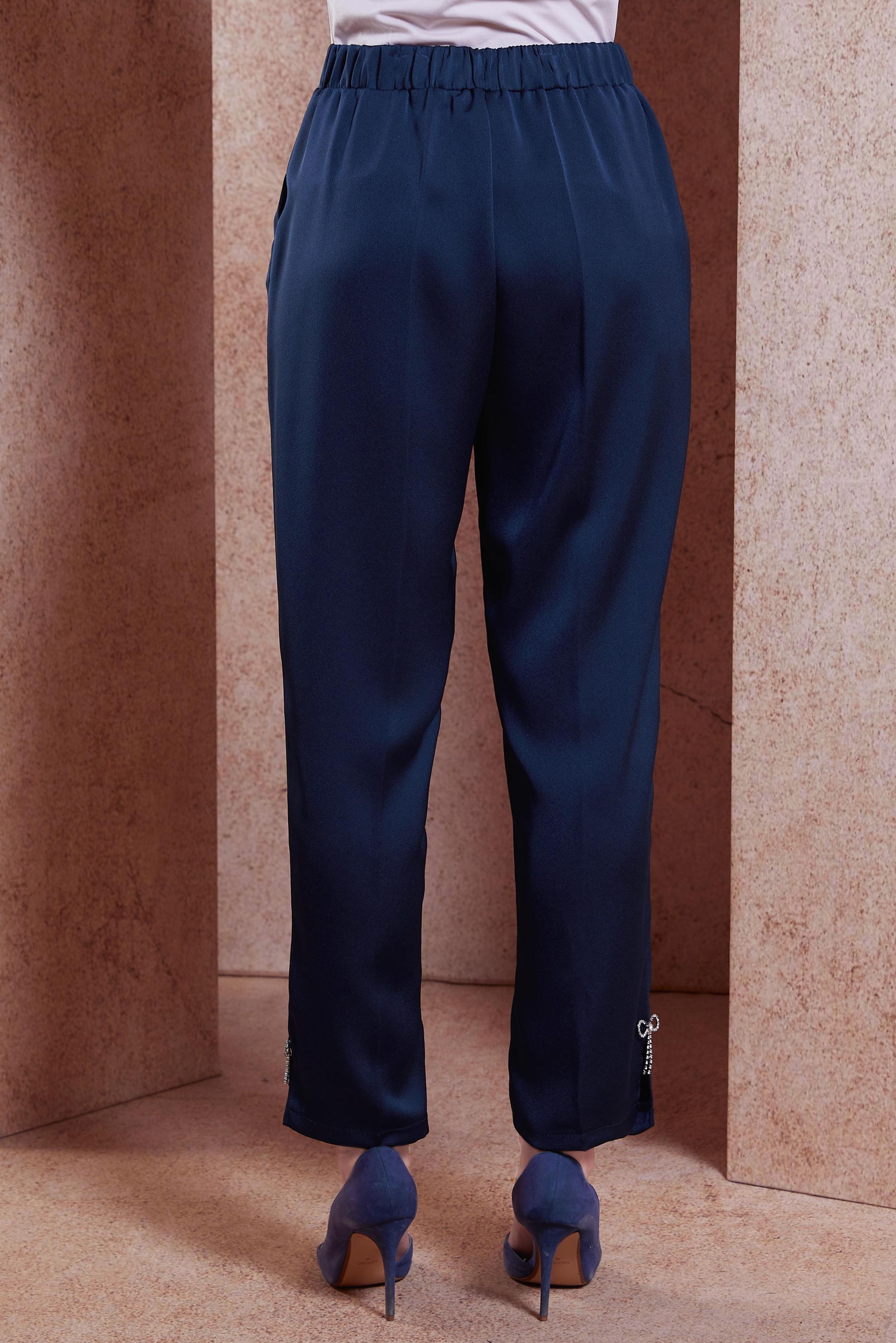 Tesettür giyim LACİVERT SATEN DOKULU HAVUÇ PANTOLON 70741