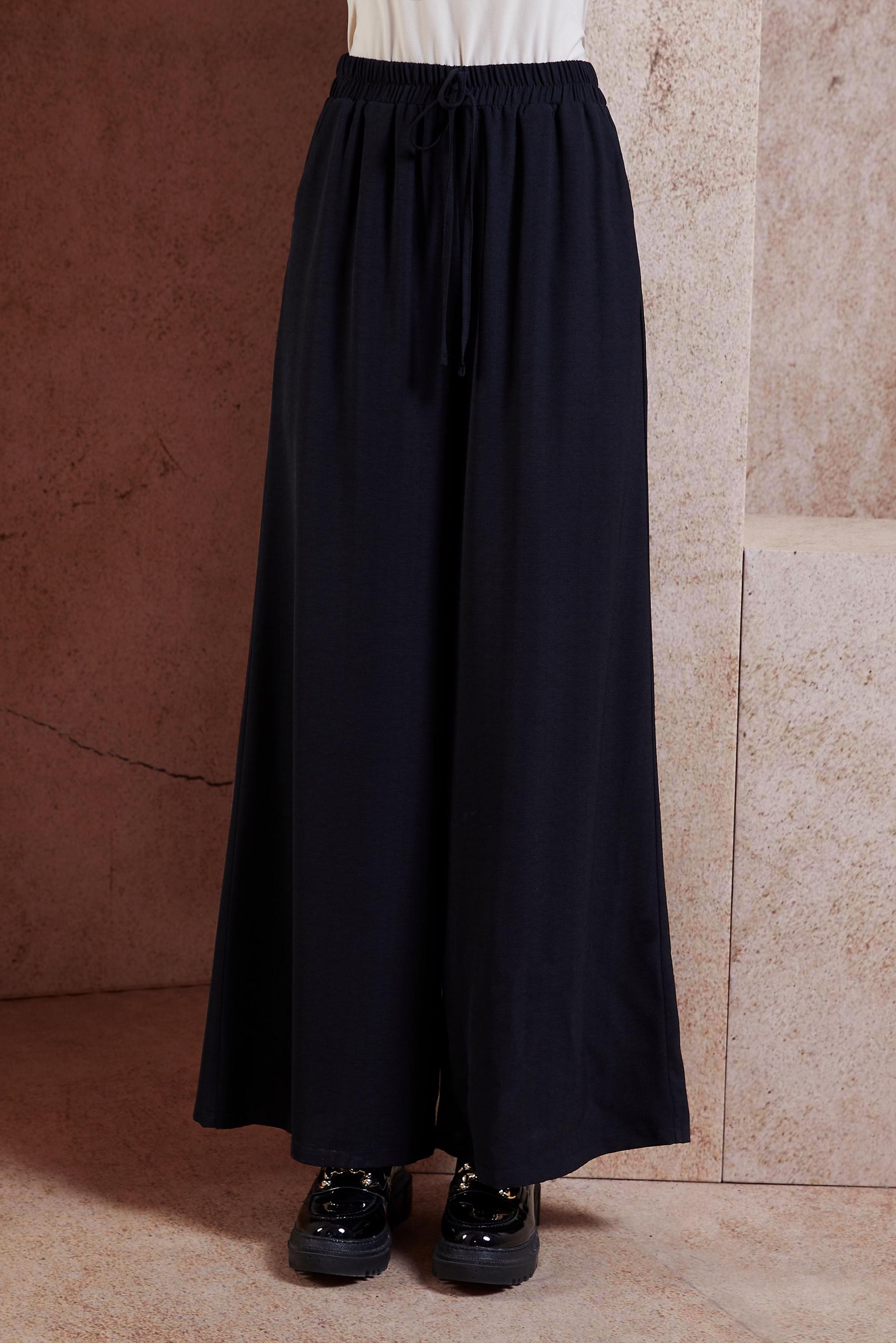 Tesettür giyim SİYAH GENİŞ PAÇA PANTOLON 70743