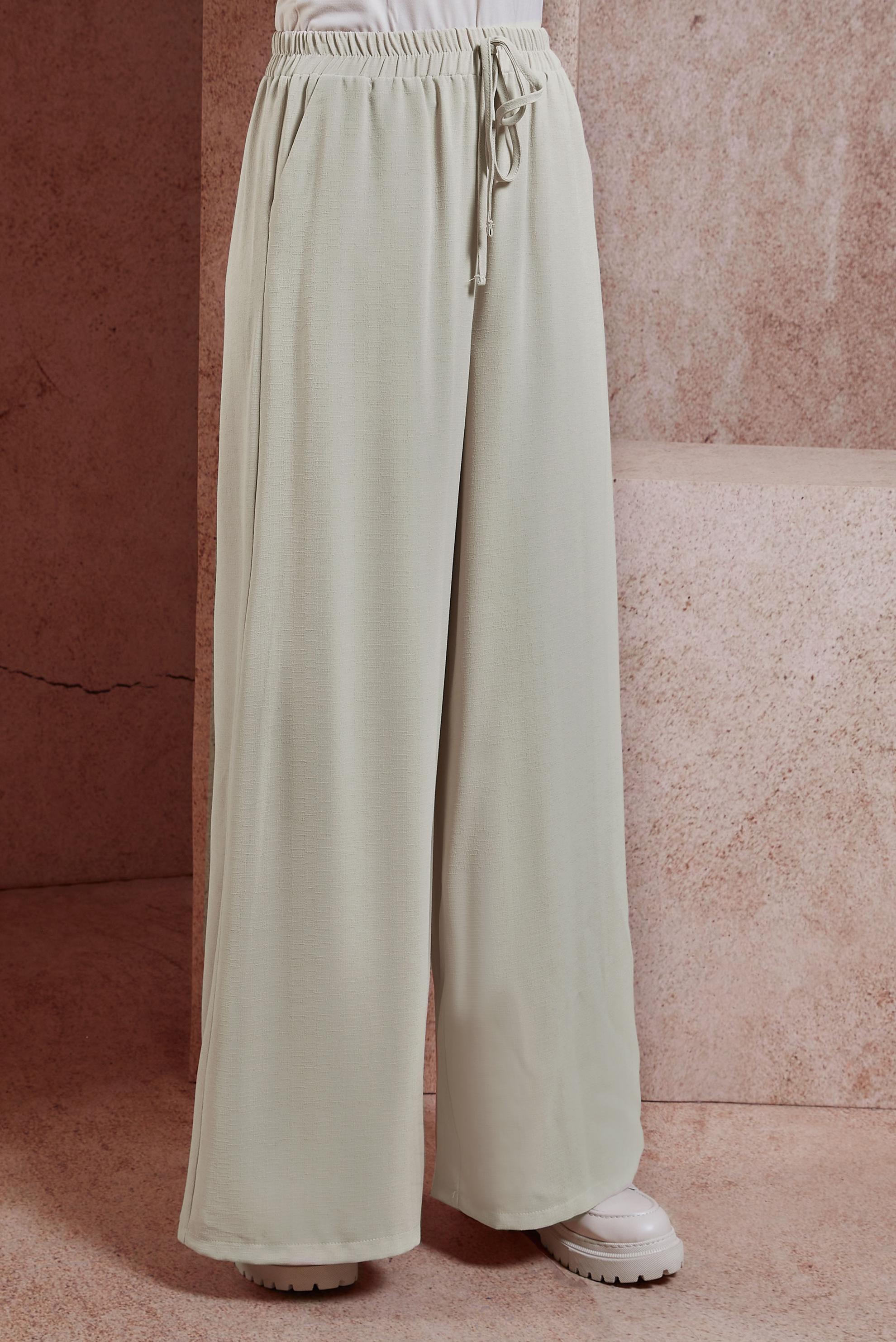 Tesettür giyim BEJ GENİŞ PAÇA PANTOLON 70743