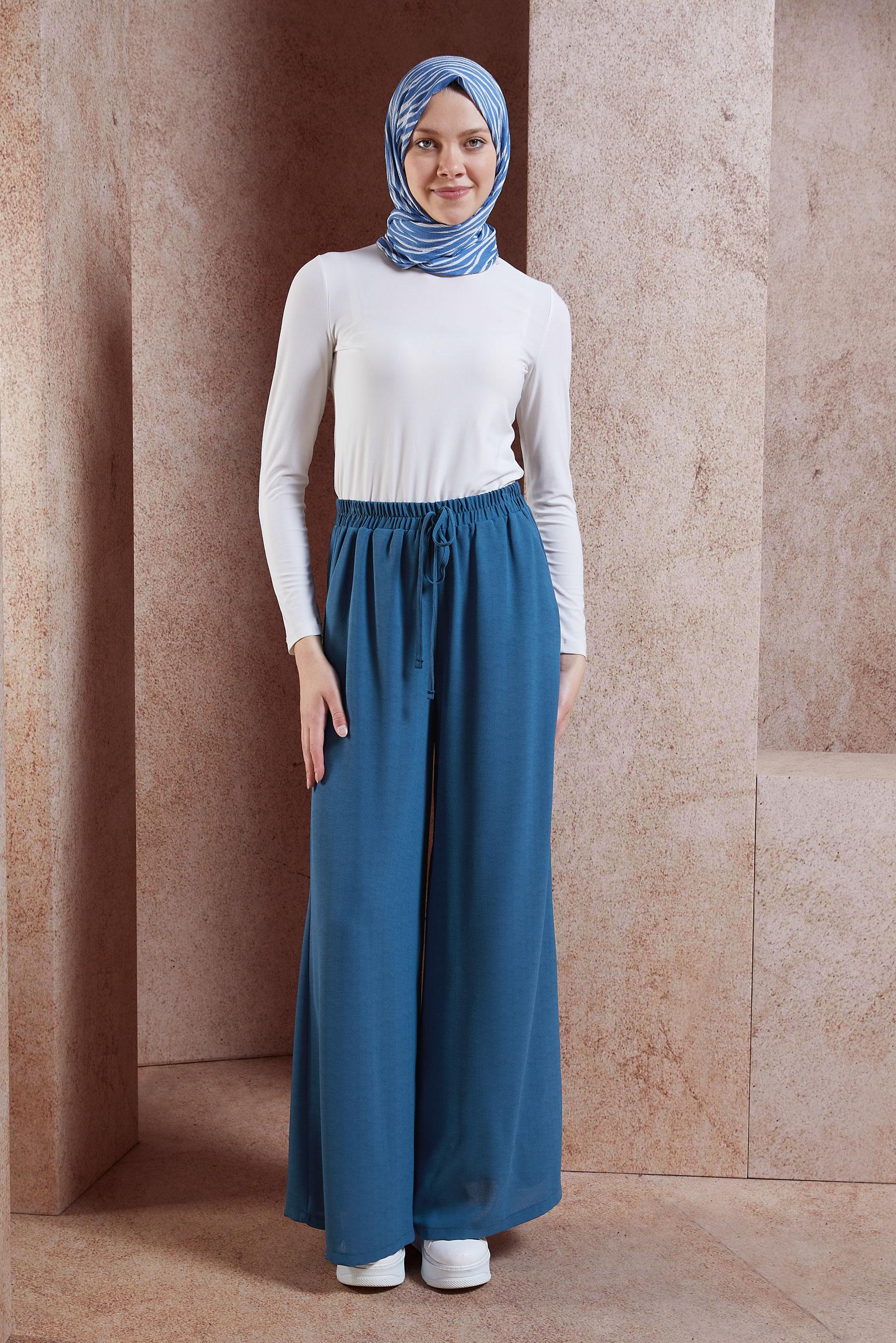 Tesettür giyim LACİVERT GENİŞ PAÇA PANTOLON 70743