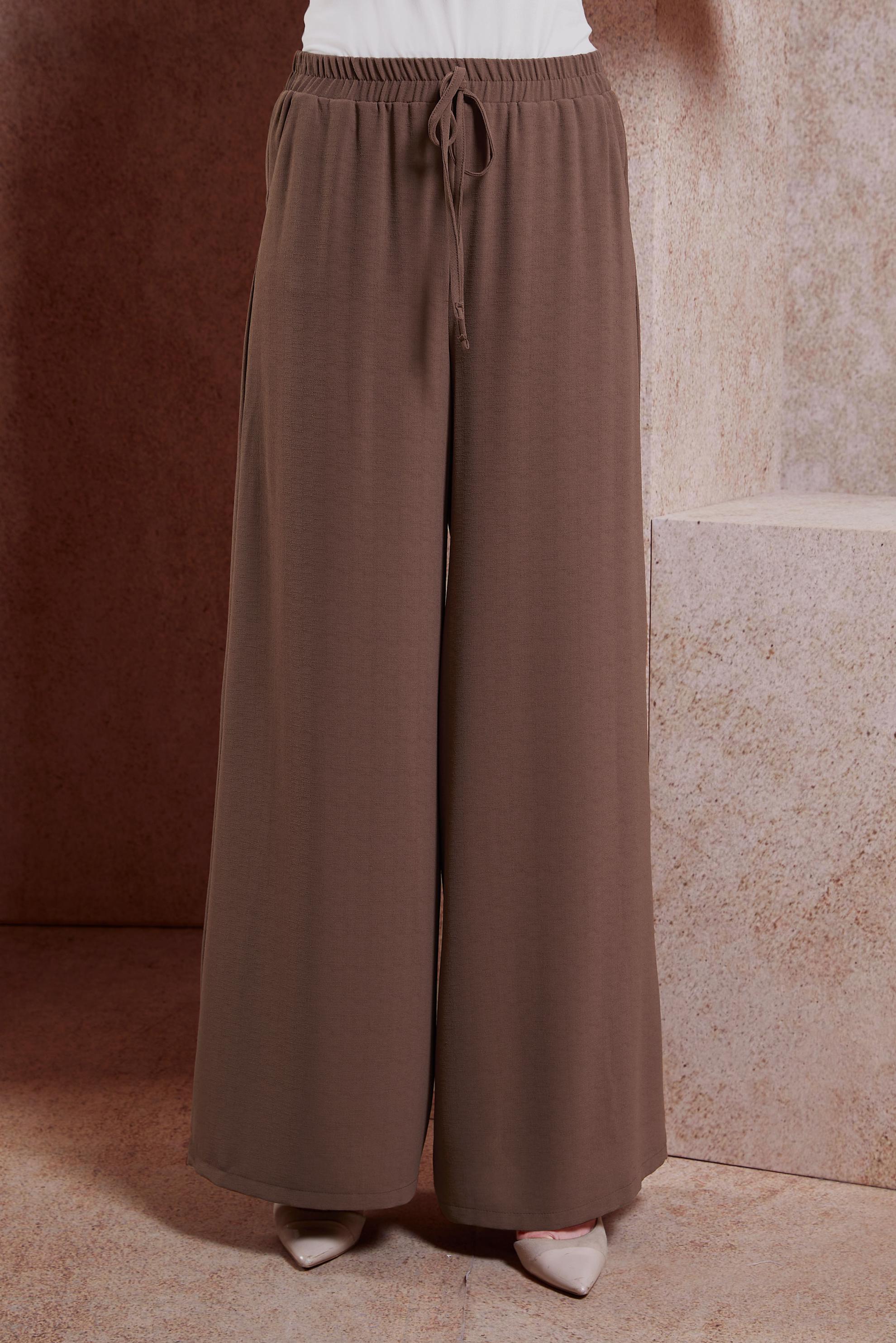 Tesettür giyim KAHVE GENİŞ PAÇA PANTOLON 70743