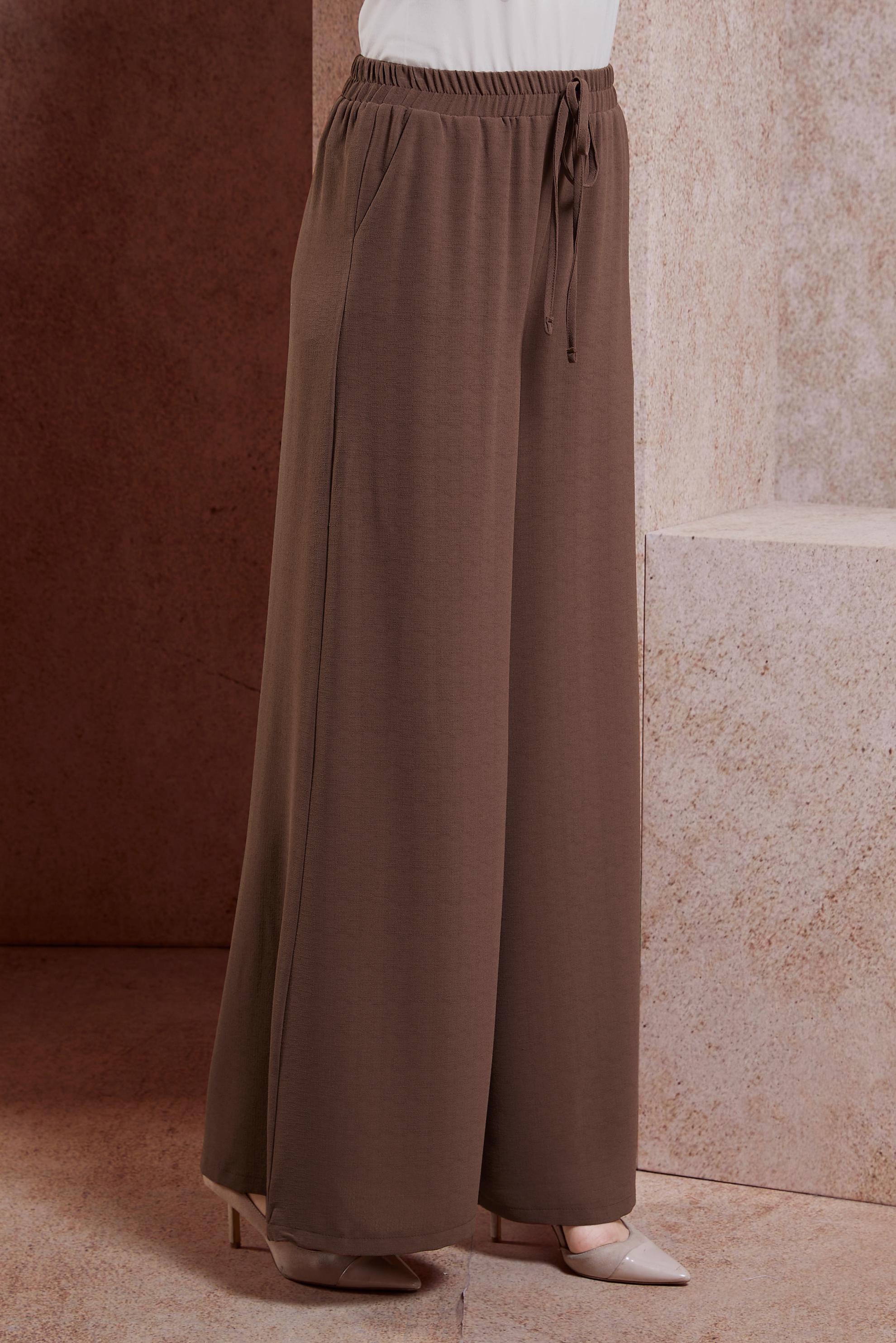 Tesettür giyim KAHVE GENİŞ PAÇA PANTOLON 70743