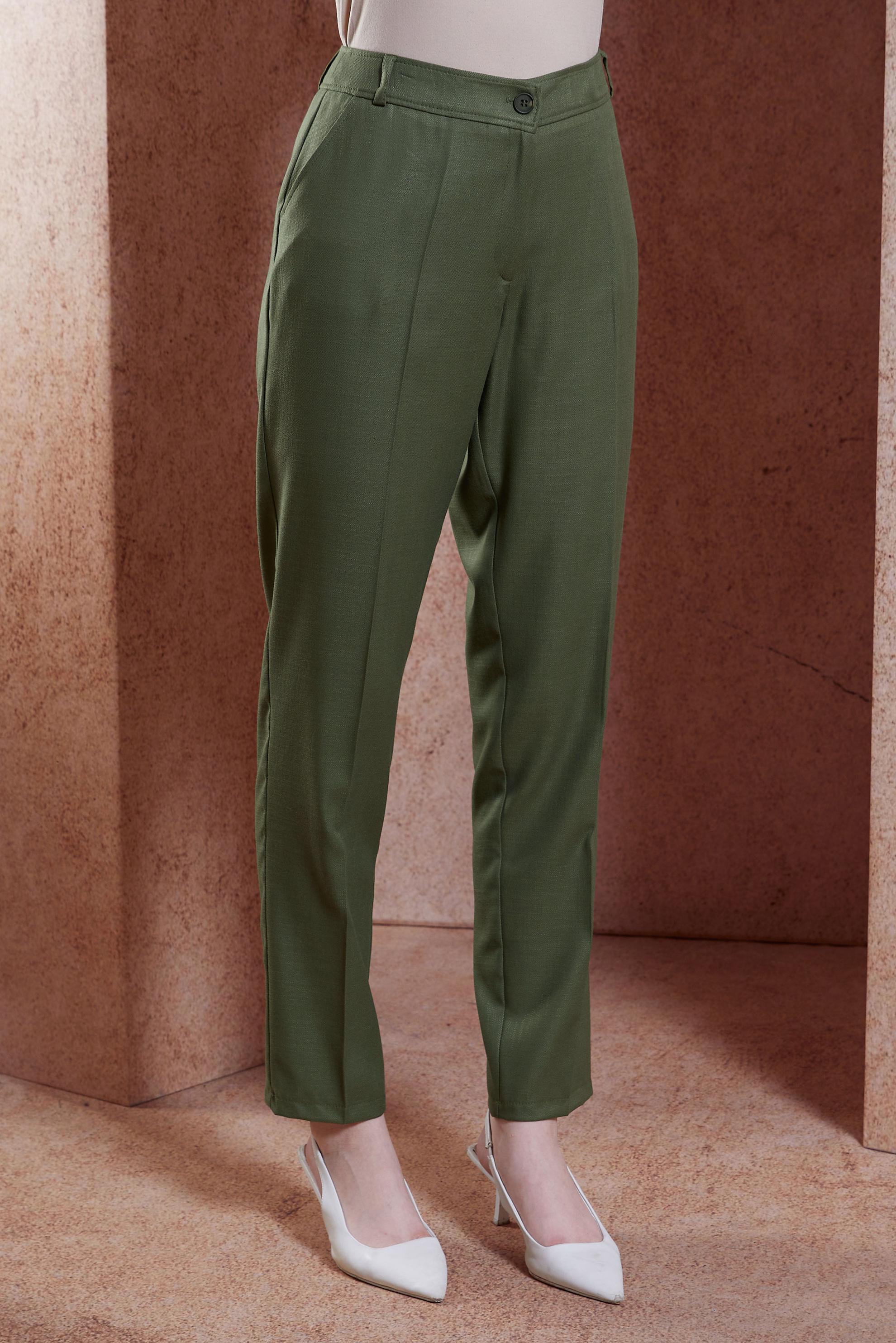 Tesettür giyim HAKİ YÜKSEK BEL PANTOLON 70746