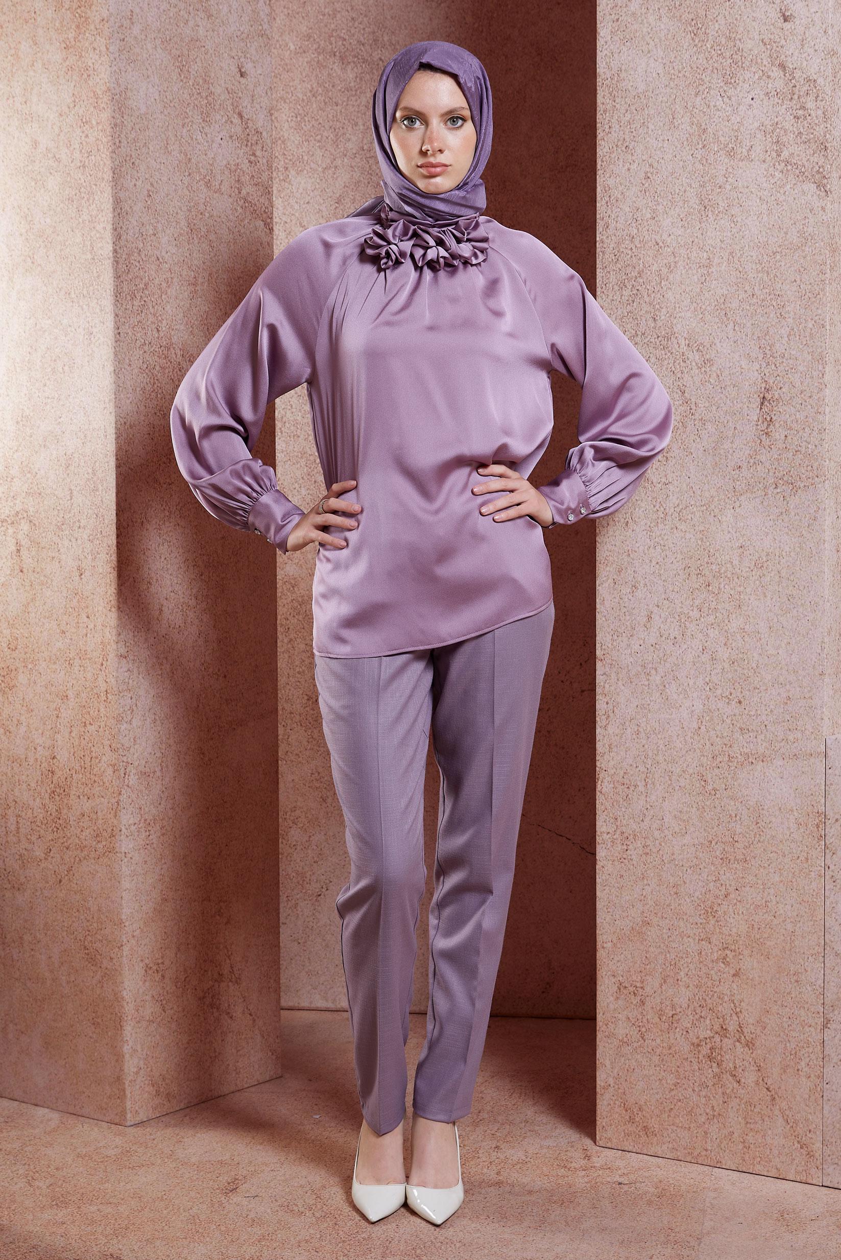 Tesettür giyim MOR YÜKSEK BEL PANTOLON 70746