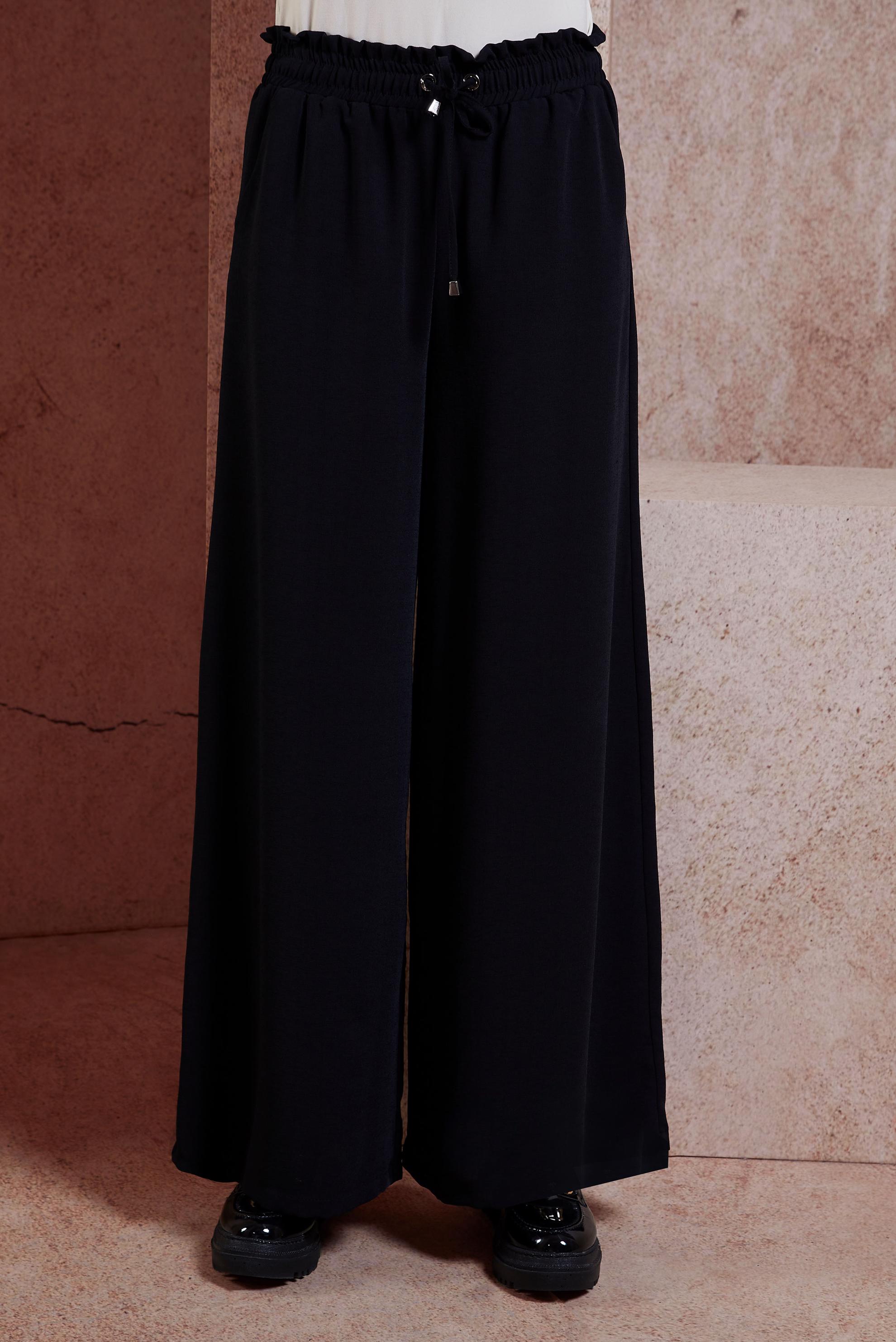 Tesettür giyim SİYAH GENİŞ PAÇA PANTOLON 70747