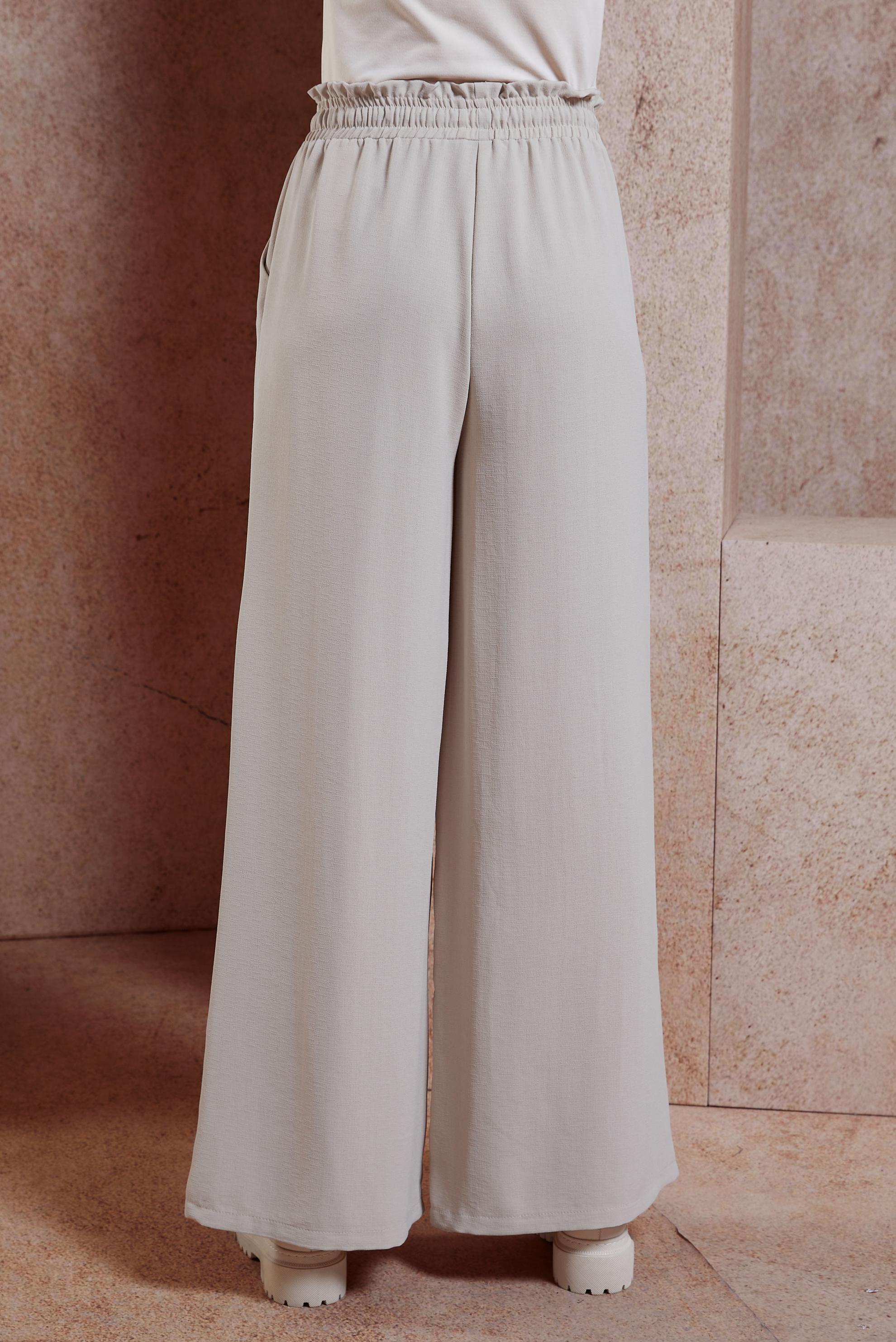 Tesettür giyim BEJ GENİŞ PAÇA PANTOLON 70747