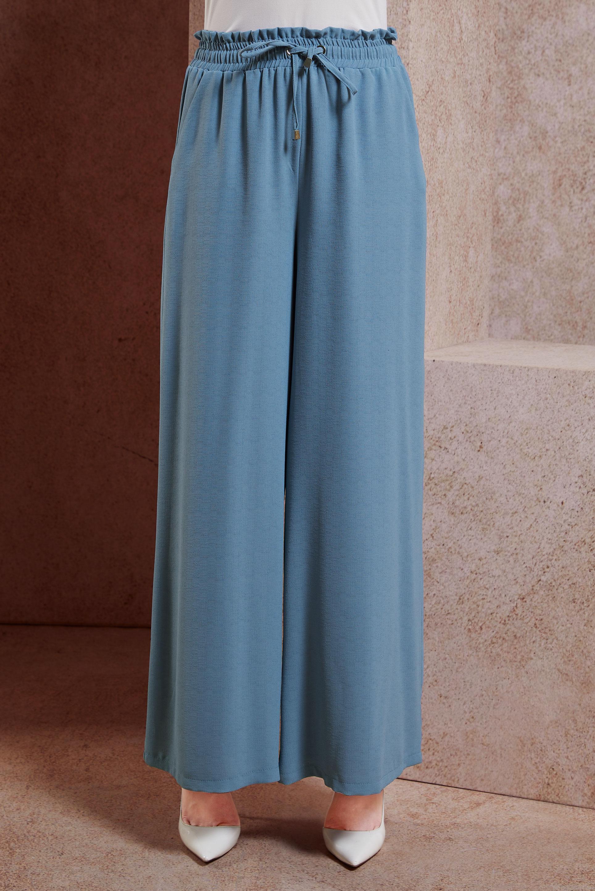 Tesettür giyim MAVİ GENİŞ PAÇA PANTOLON 70747